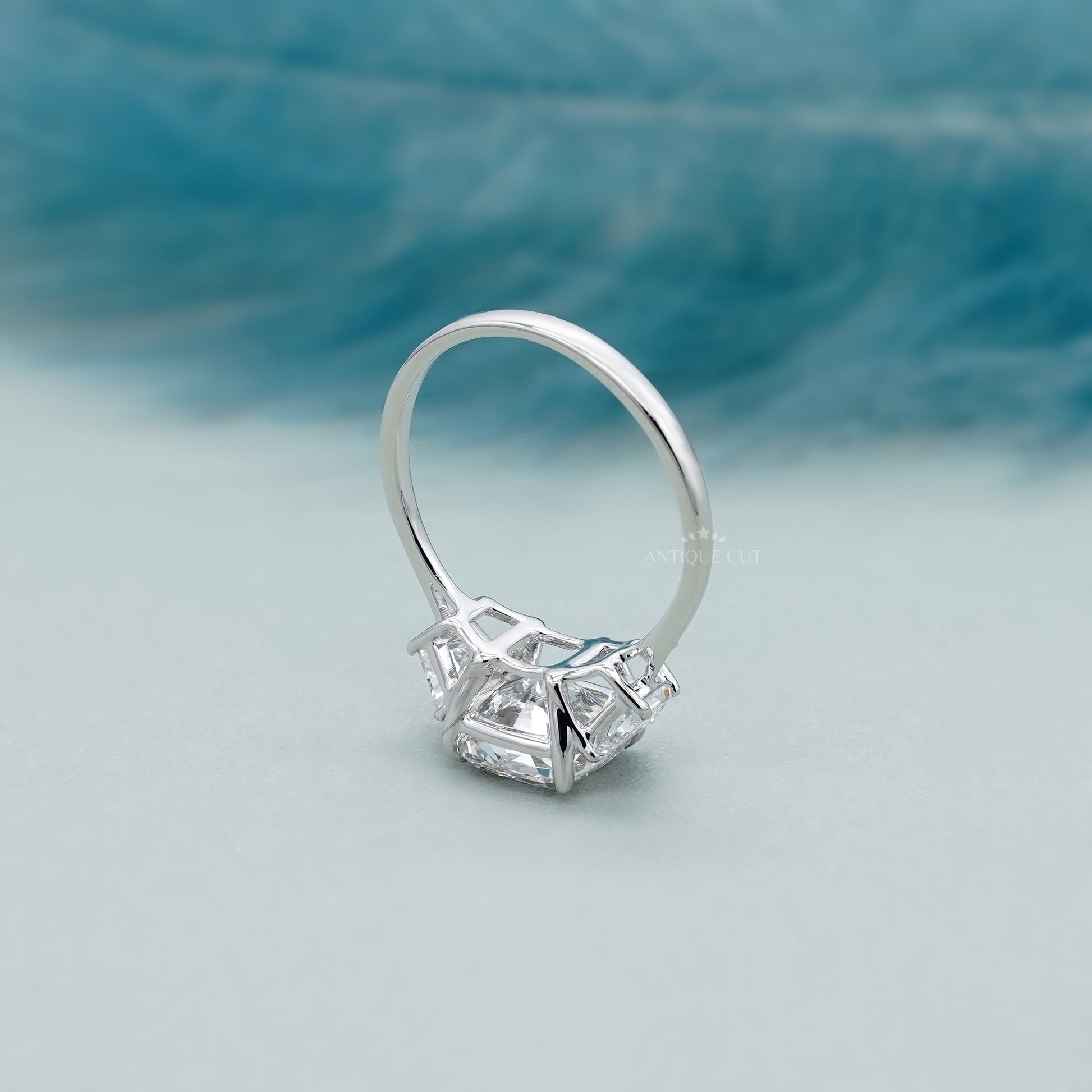 Cushion 3.00tcw Lab Grown Diamond Three-Stone Engagement Ring | IGI Certified