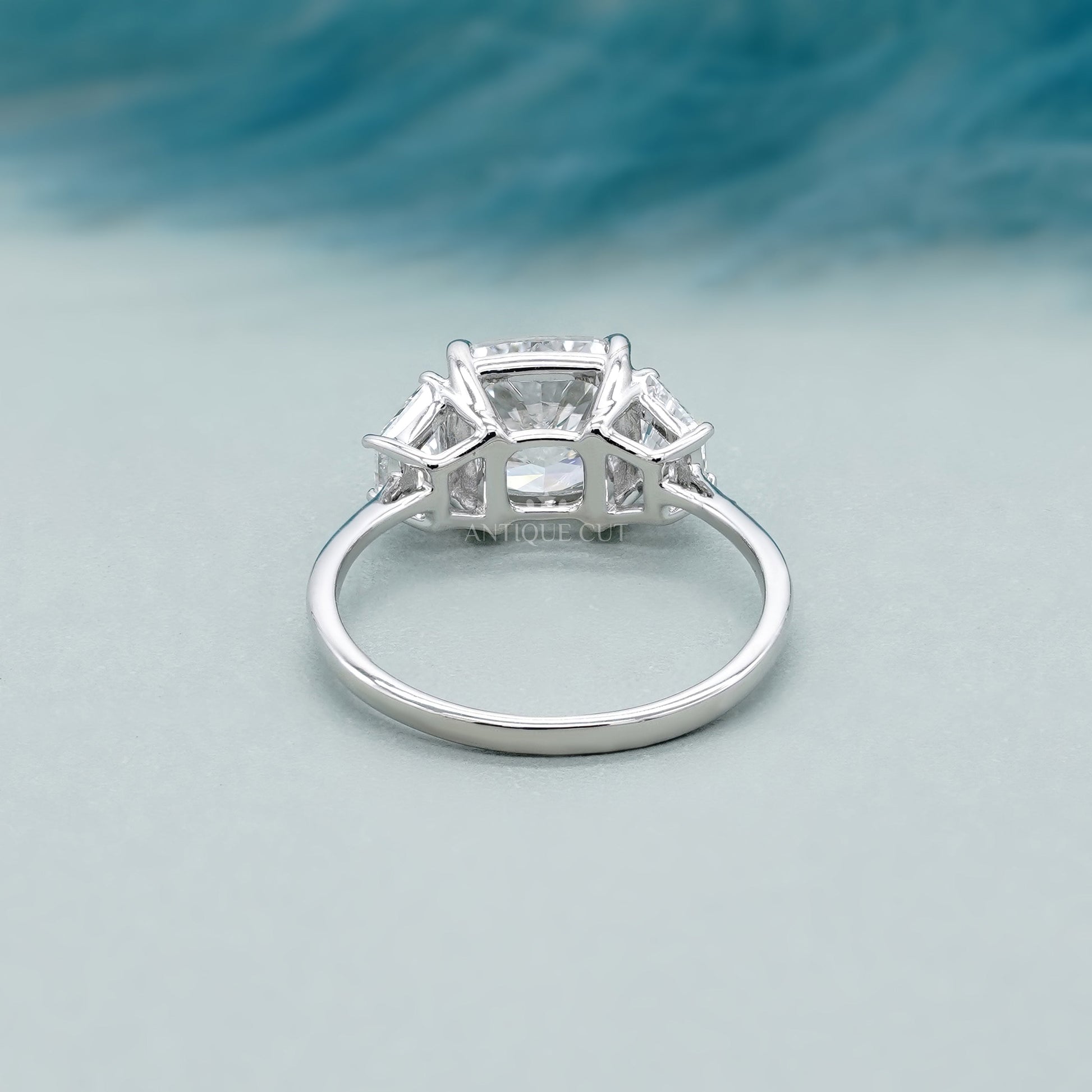 Cushion 3.00tcw Lab Grown Diamond Three-Stone Engagement Ring | IGI Certified