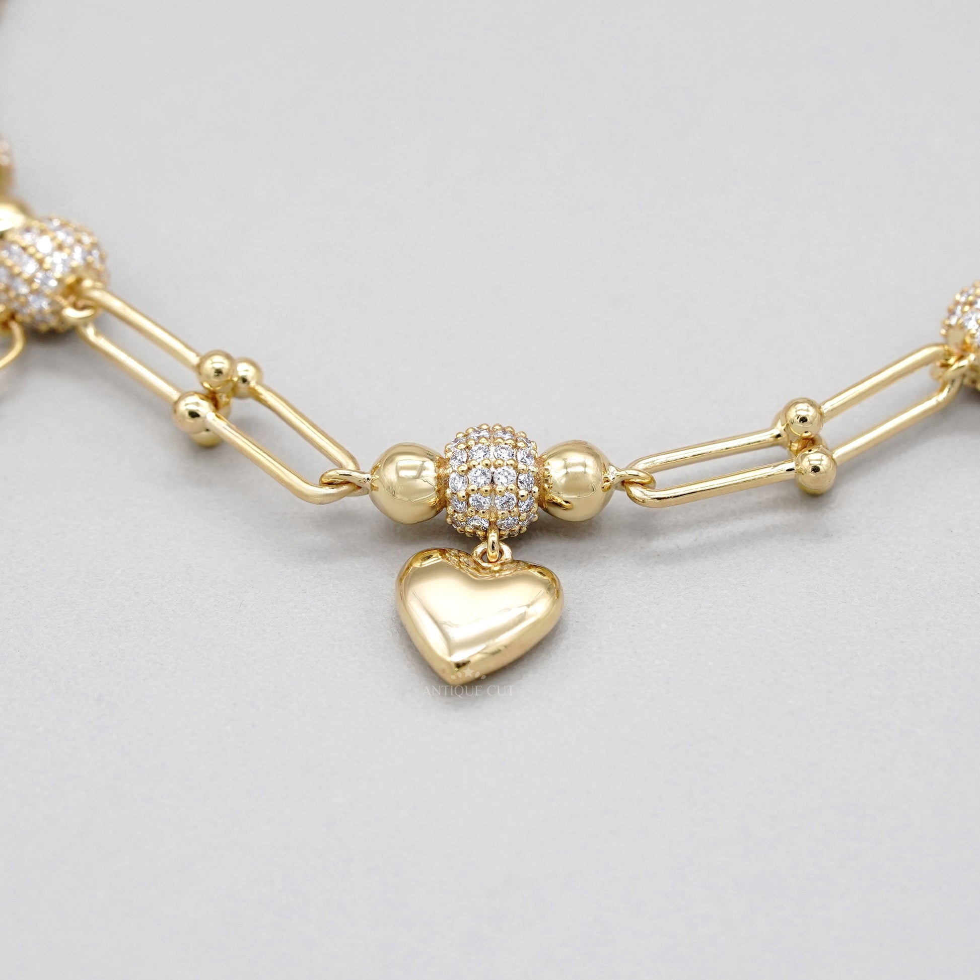 1.50tcw Diamond Charm Bracelet | Heart, Lock & Key | Round Cut | IGI Certified