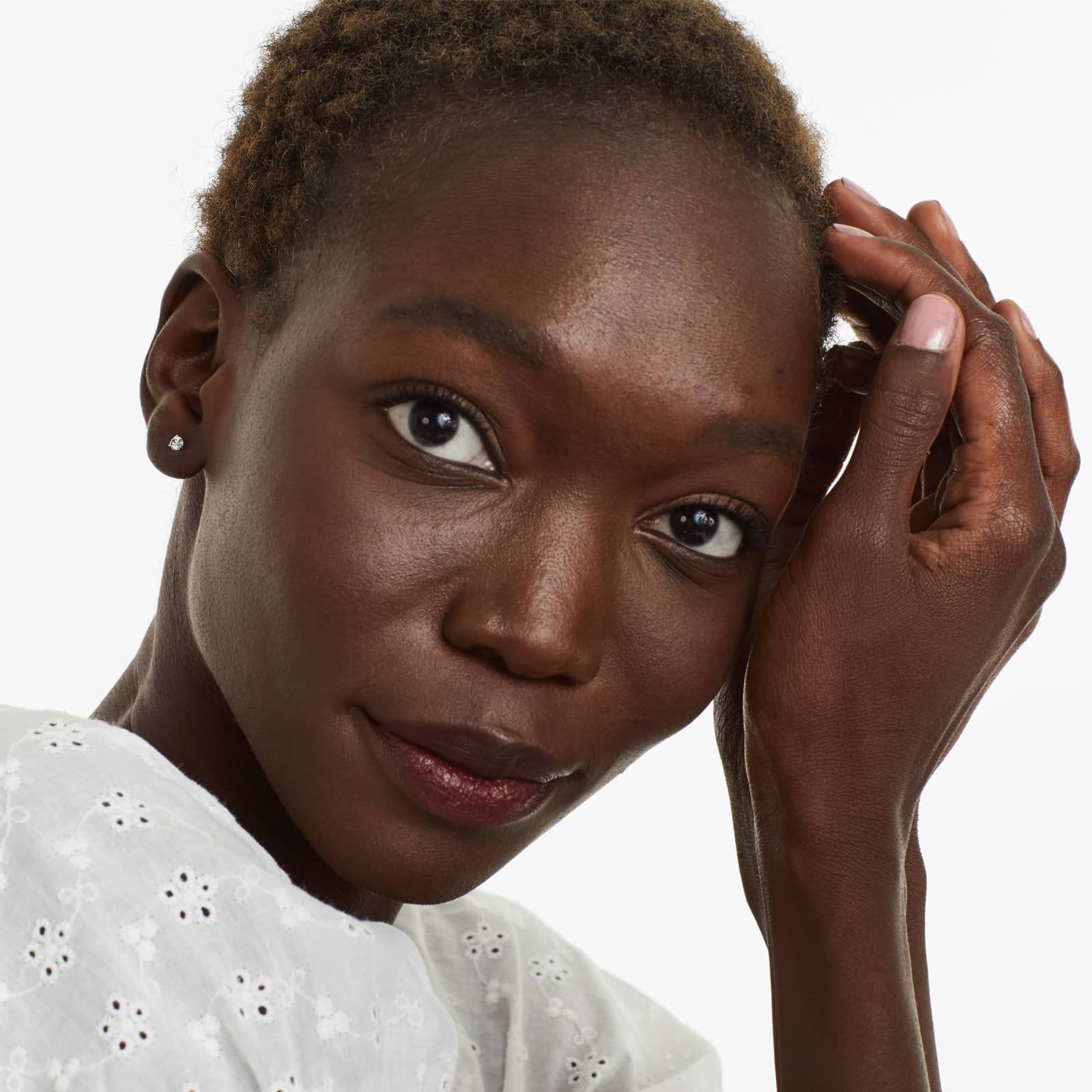 Round Lab Grown Diamond Three Prong Martini Solitaire Stud Earrings, EF Color, VS Clarity, IGI Certified