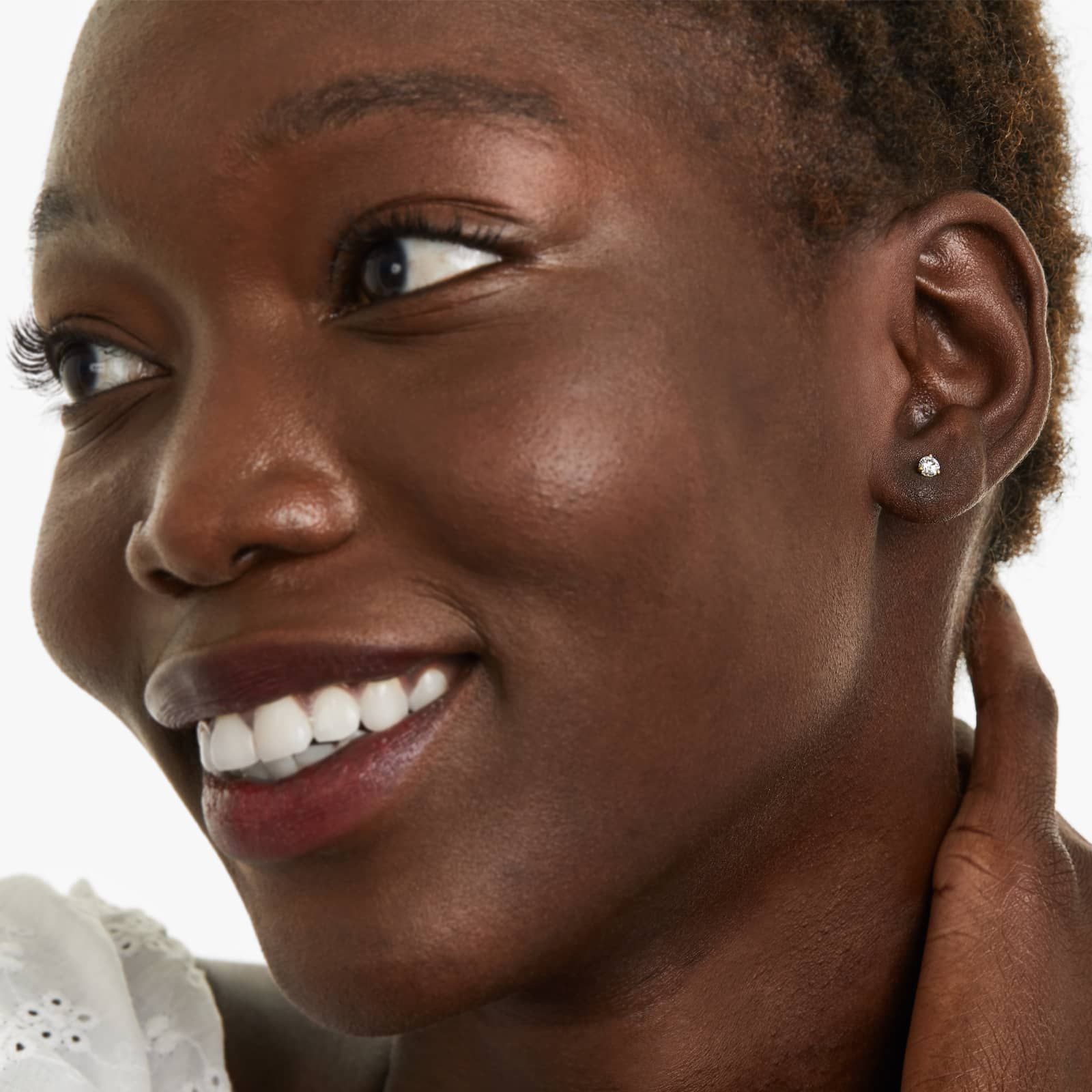 Round Lab Grown Diamond Three Prong Martini Solitaire Stud Earrings, EF Color, VS Clarity, IGI Certified