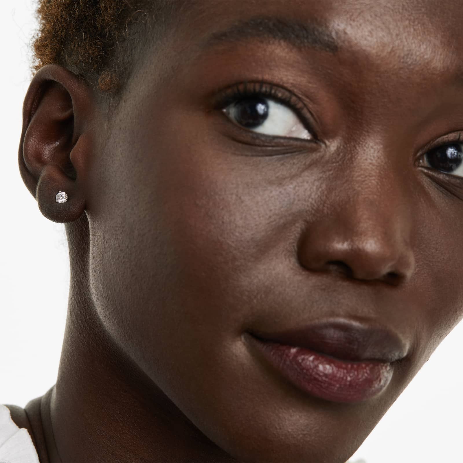 Round Lab Grown Diamond Three Prong Martini Solitaire Stud Earrings, EF Color, VS Clarity, IGI Certified