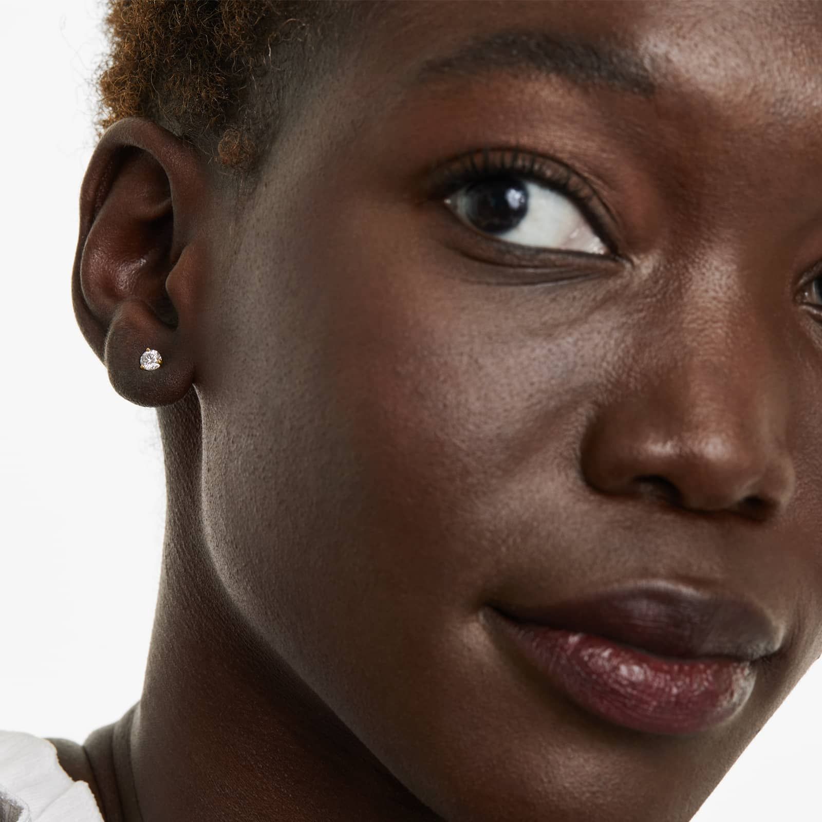 Round Lab Grown Diamond Three Prong Martini Solitaire Stud Earrings, EF Color, VS Clarity, IGI Certified