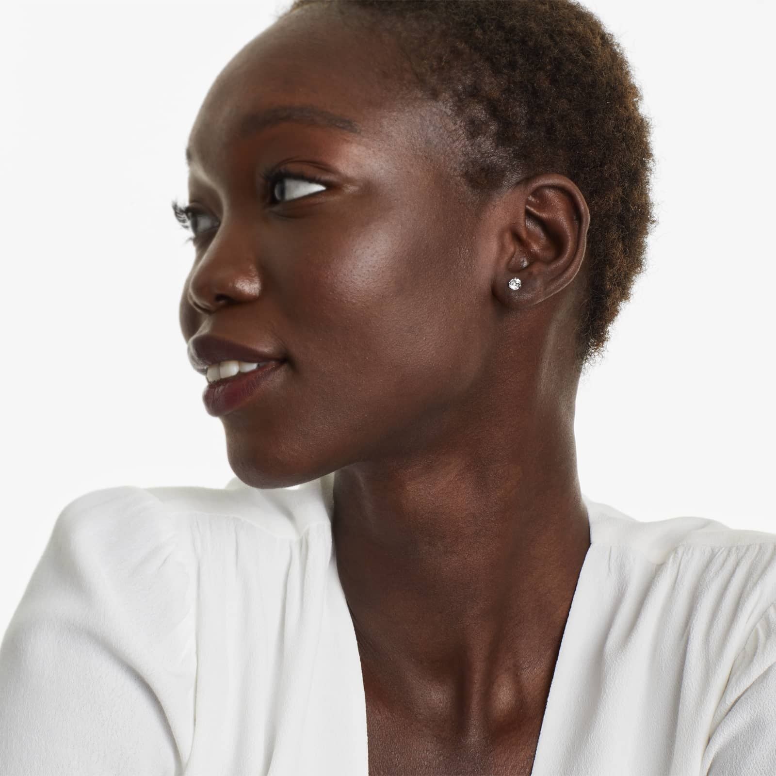 Round Lab Grown Diamond Three Prong Martini Solitaire Stud Earrings, EF Color, VS Clarity, IGI Certified