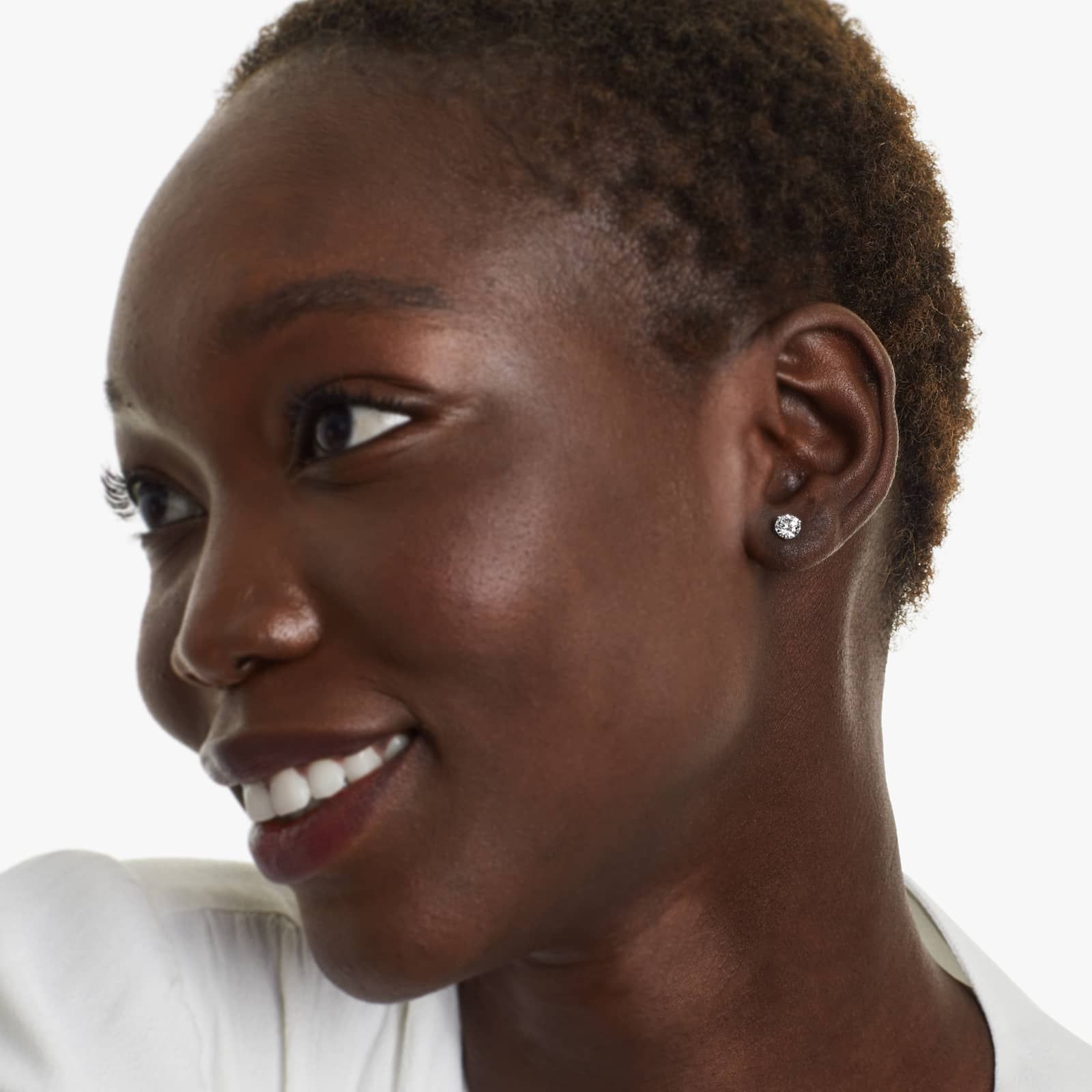 Round Lab Grown Diamond Three Prong Martini Solitaire Stud Earrings, EF Color, VS Clarity, IGI Certified