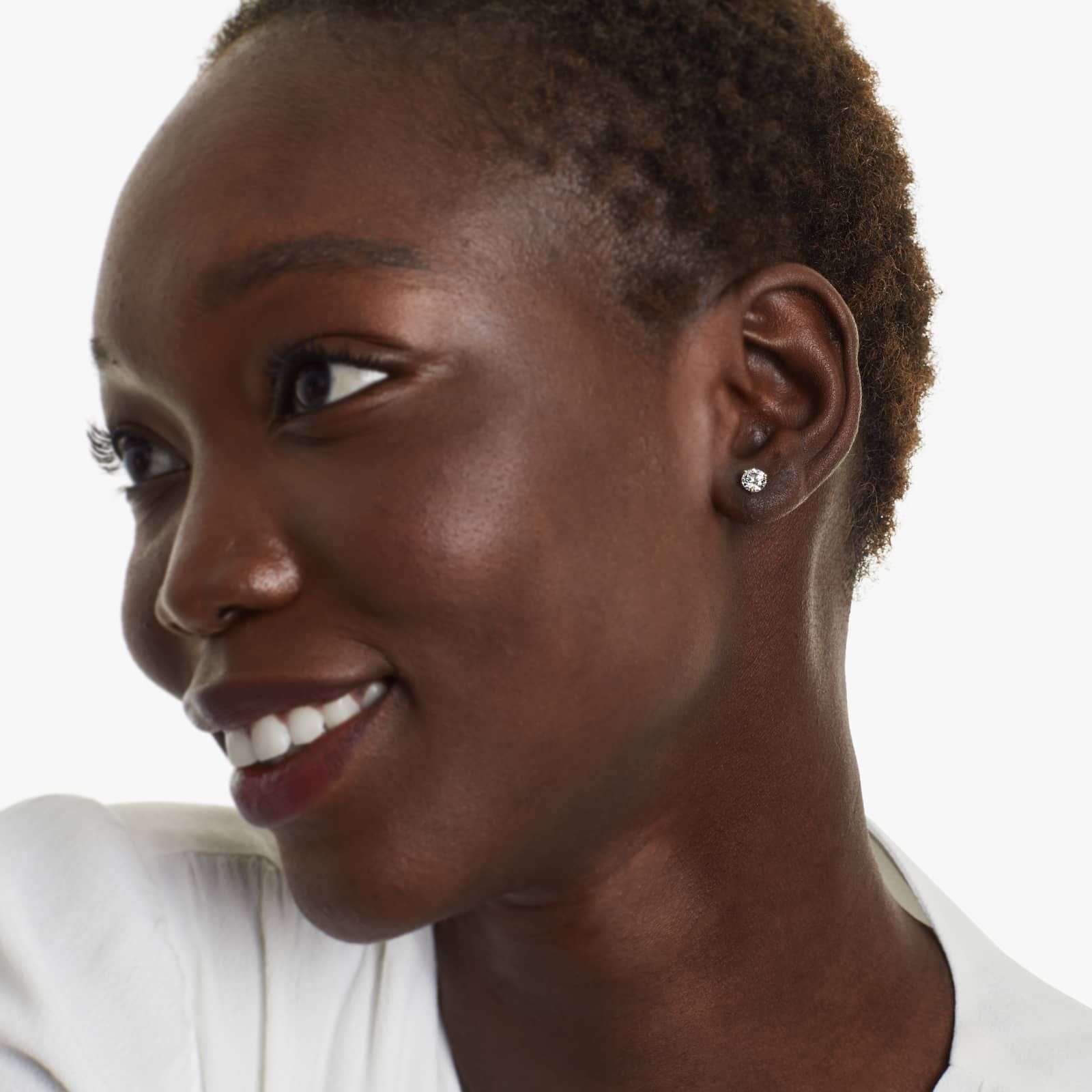 Round Lab Grown Diamond Three Prong Martini Solitaire Stud Earrings, EF Color, VS Clarity, IGI Certified