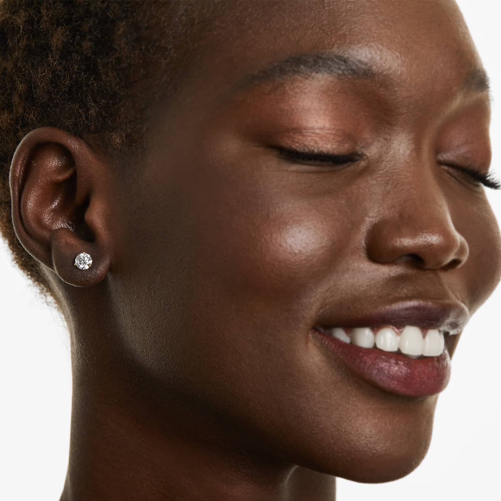 Round Lab Grown Diamond Three Prong Martini Solitaire Stud Earrings, EF Color, VS Clarity, IGI Certified