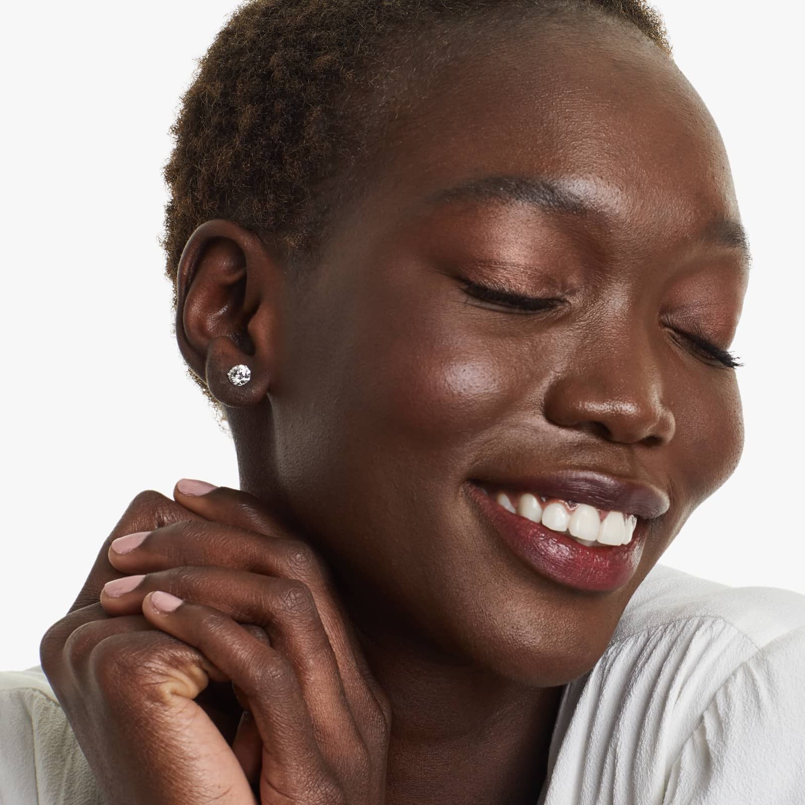 Round Lab Grown Diamond Three Prong Martini Solitaire Stud Earrings, EF Color, VS Clarity, IGI Certified