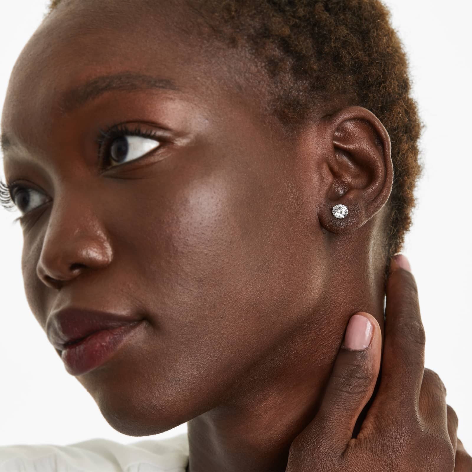 Round Lab Grown Diamond Three Prong Martini Solitaire Stud Earrings, EF Color, VS Clarity, IGI Certified