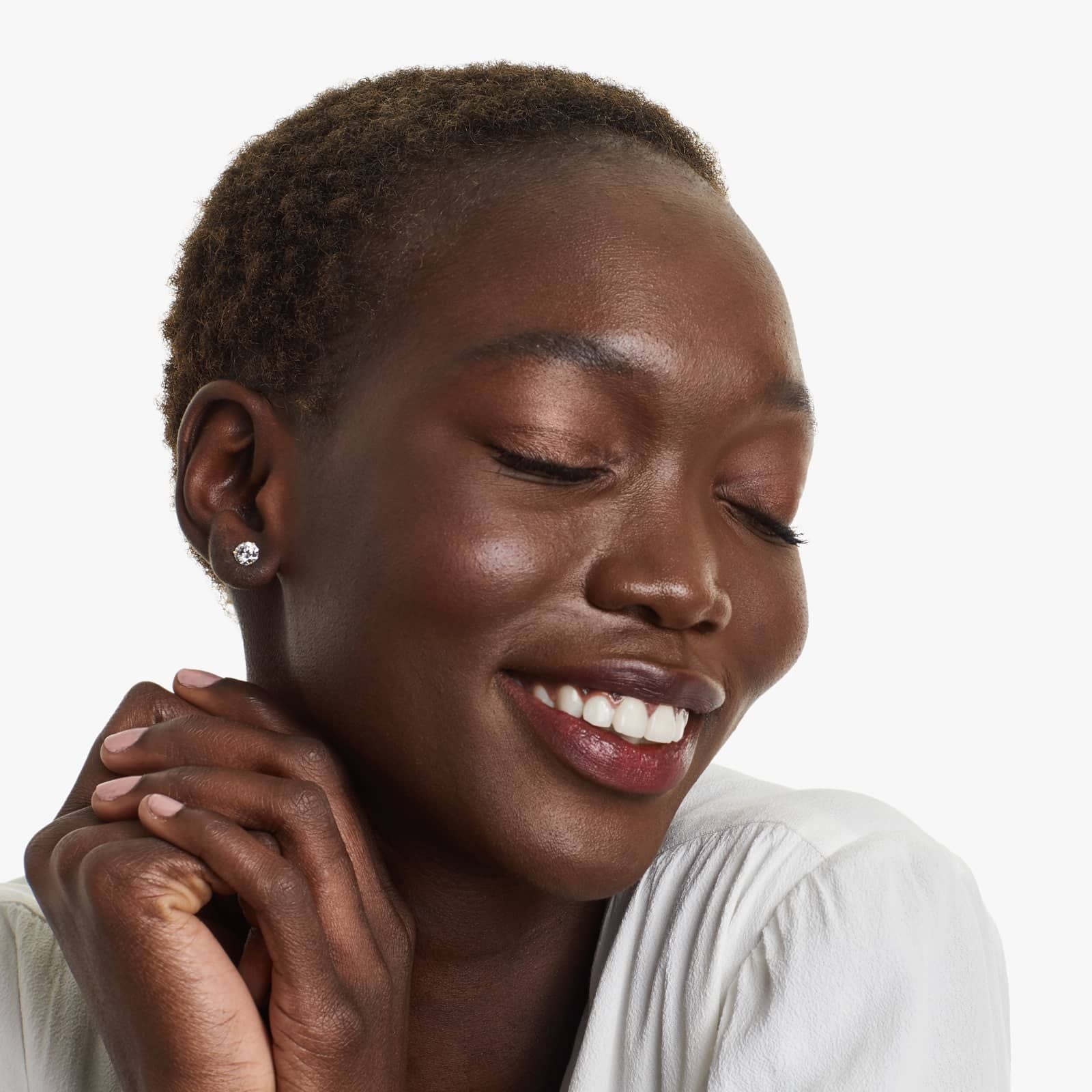 Round Lab Grown Diamond Three Prong Martini Solitaire Stud Earrings, EF Color, VS Clarity, IGI Certified