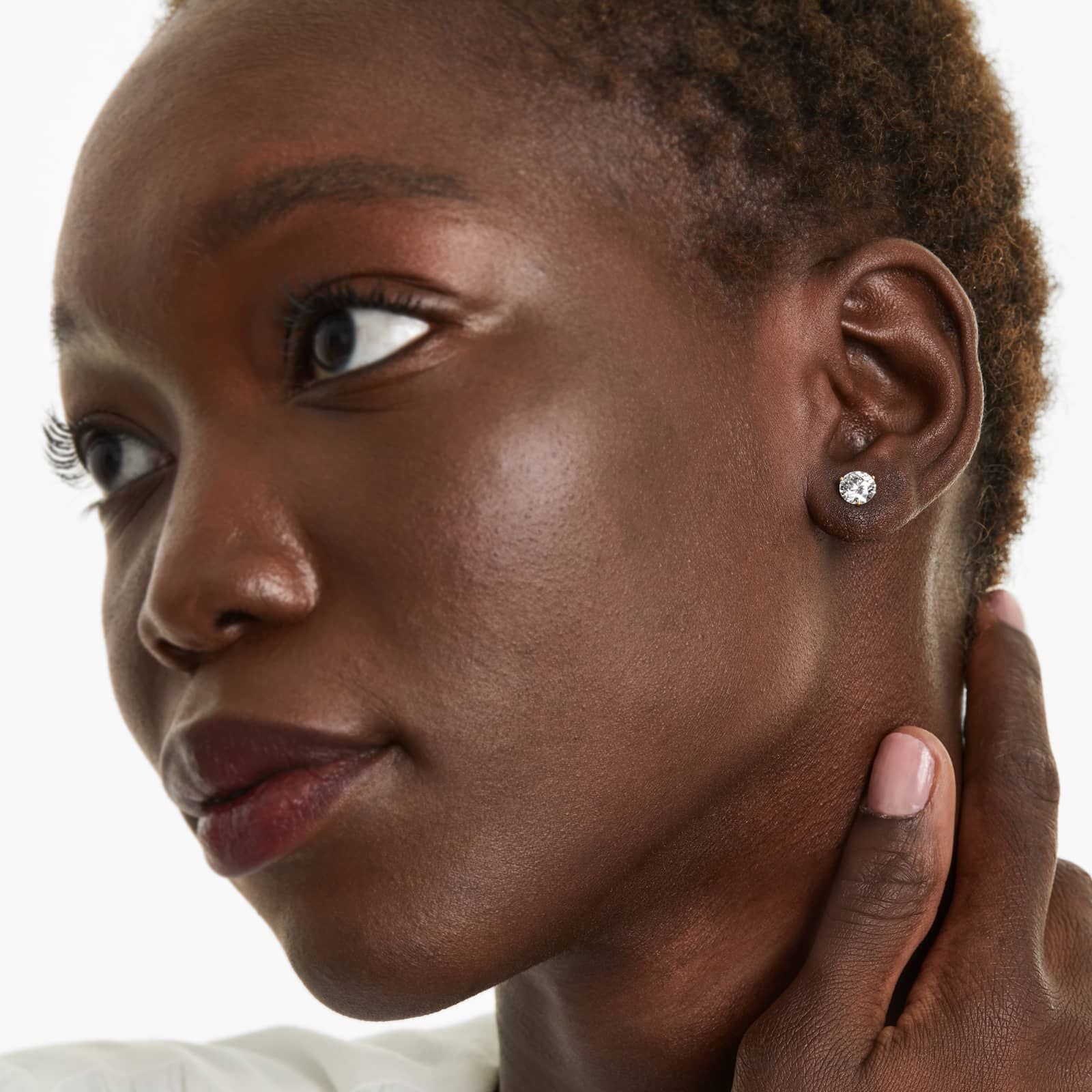 Round Lab Grown Diamond Three Prong Martini Solitaire Stud Earrings, EF Color, VS Clarity, IGI Certified