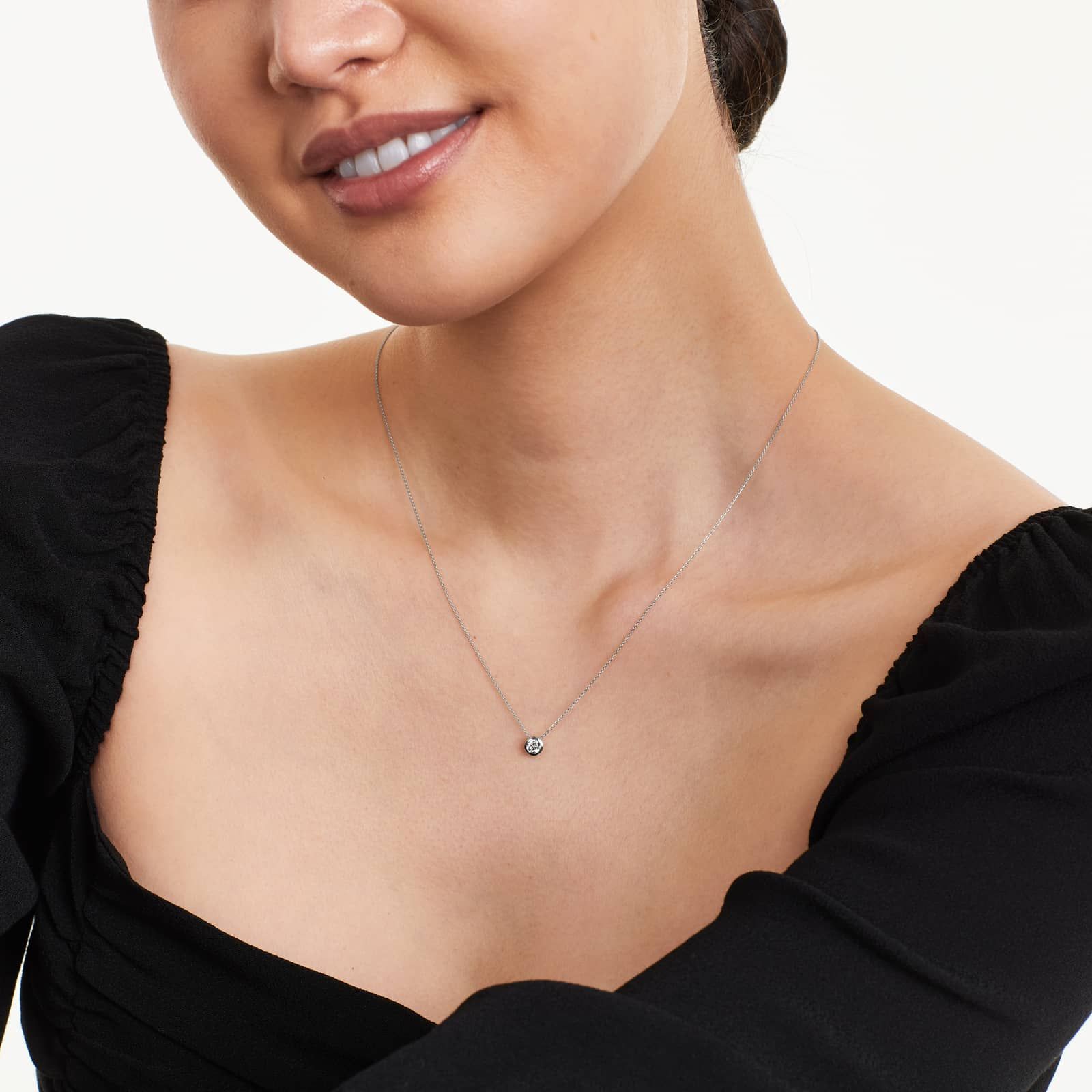 Round Lab Grown Diamond Bezel Style Pendant, EF Color, VS Clarity - IGI Certificate