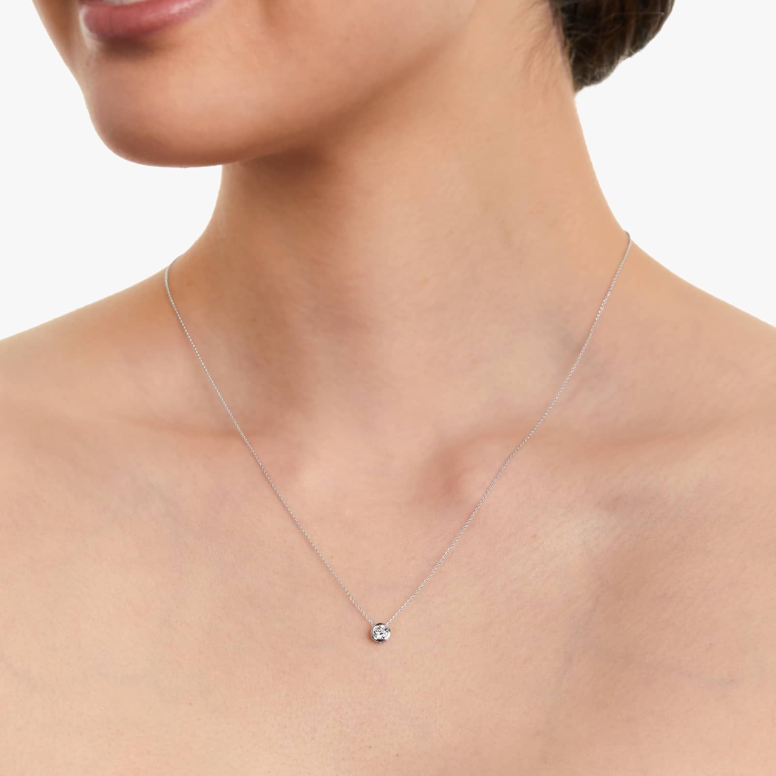 Round Lab Grown Diamond Bezel Style Pendant, EF Color, VS Clarity - IGI Certificate