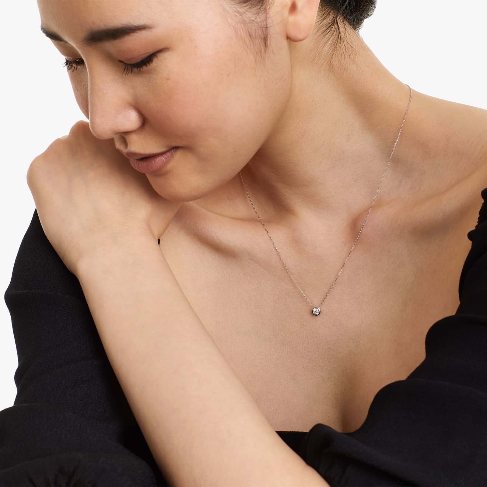 Round Lab Grown Diamond Bezel Style Pendant, EF Color, VS Clarity - IGI Certificate