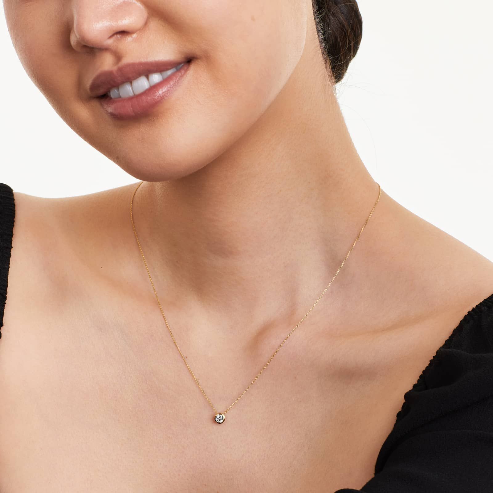 Round Lab Grown Diamond Bezel Style Pendant, EF Color, VS Clarity - IGI Certificate