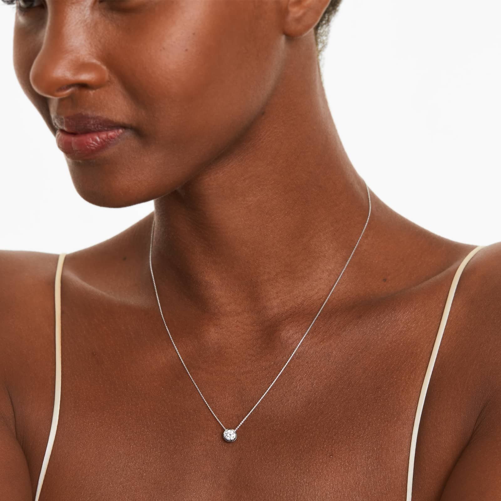 Round Lab Grown Diamond Bezel Style Pendant, EF Color, VS Clarity - IGI Certificate