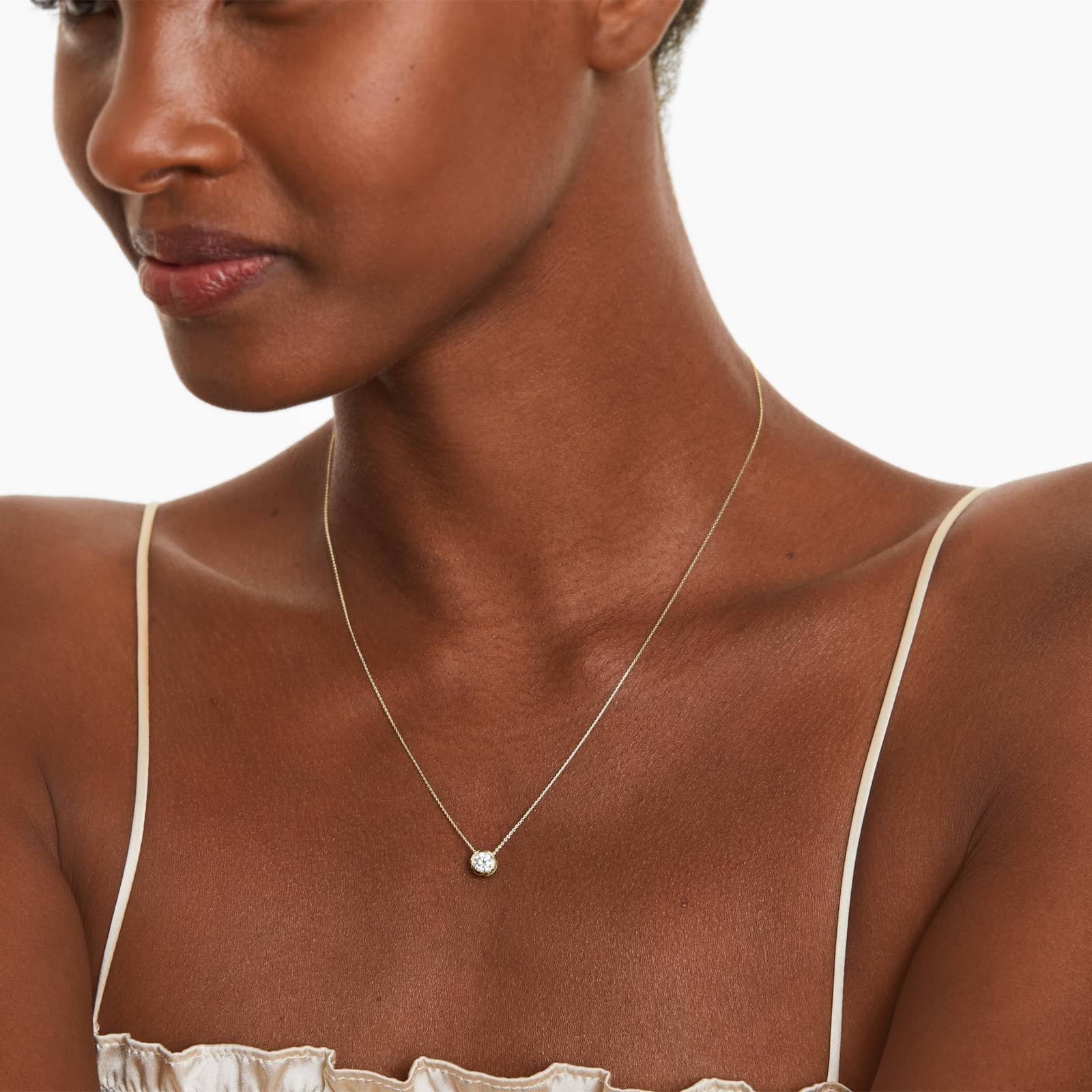 Round Lab Grown Diamond Bezel Style Pendant, EF Color, VS Clarity - IGI Certificate