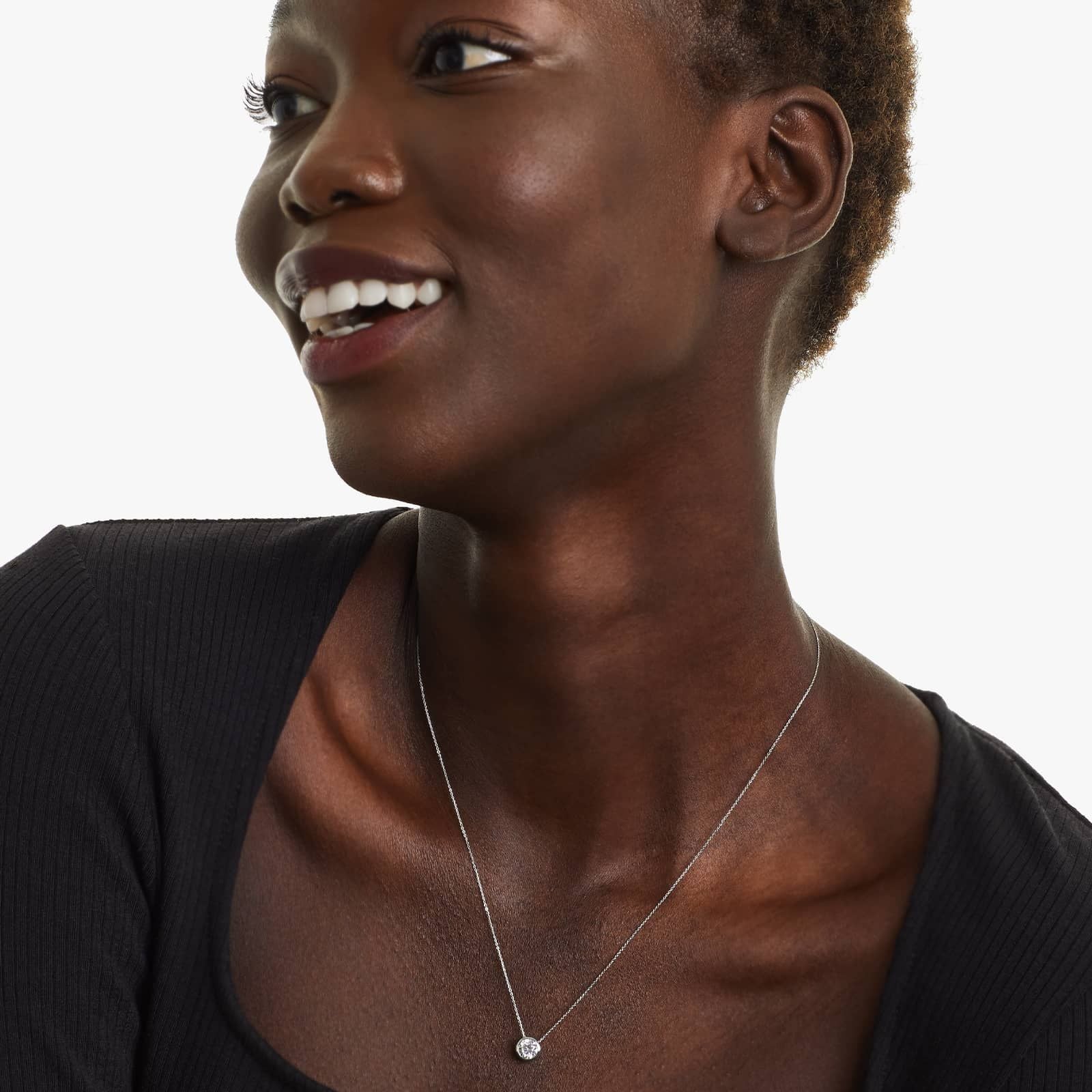 Round Lab Grown Diamond Bezel Style Pendant, EF Color, VS Clarity - IGI Certificate