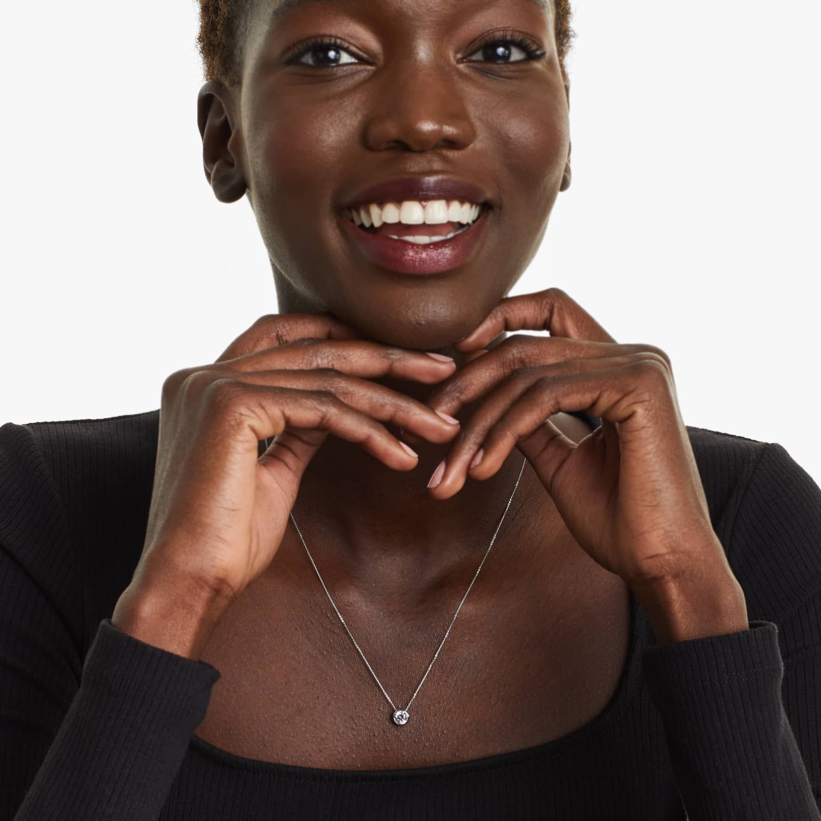 Round Lab Grown Diamond Bezel Style Pendant, EF Color, VS Clarity - IGI Certificate