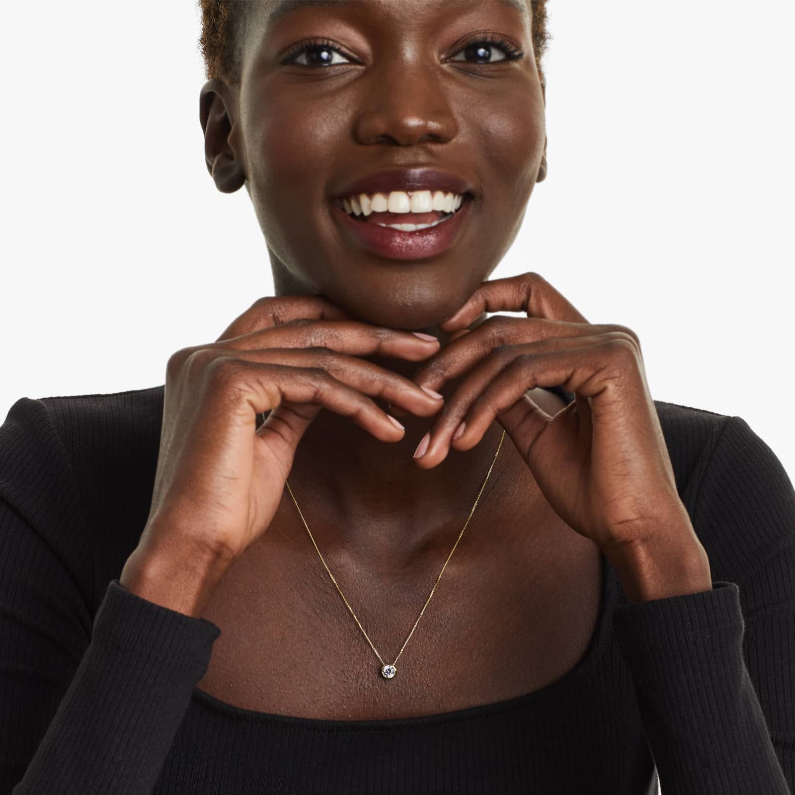 Round Lab Grown Diamond Bezel Style Pendant, EF Color, VS Clarity - IGI Certificate