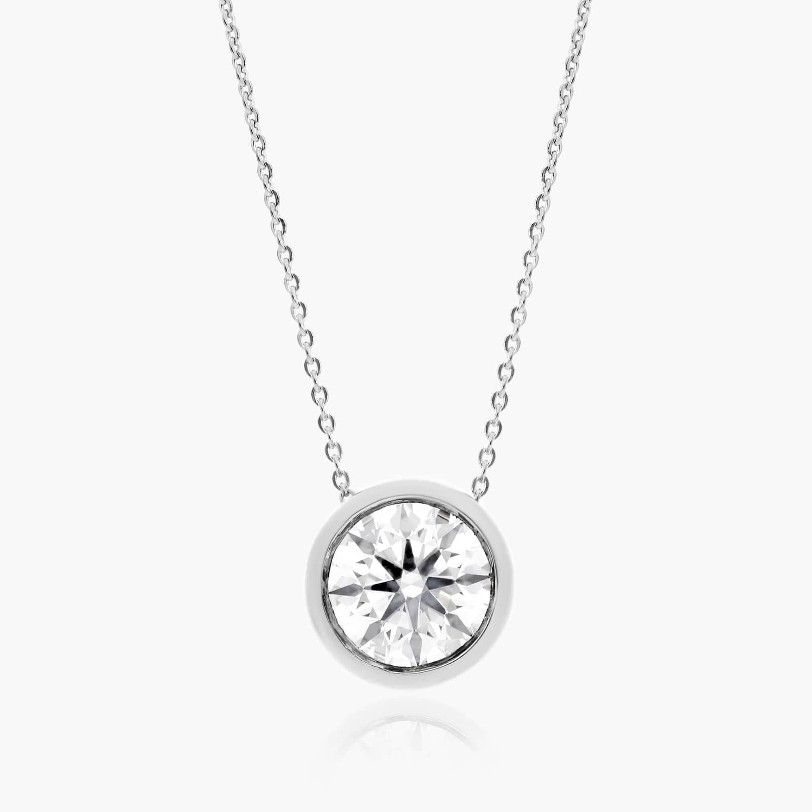 Round Lab Grown Diamond Bezel Style Pendant, EF Color, VS Clarity - IGI Certificate