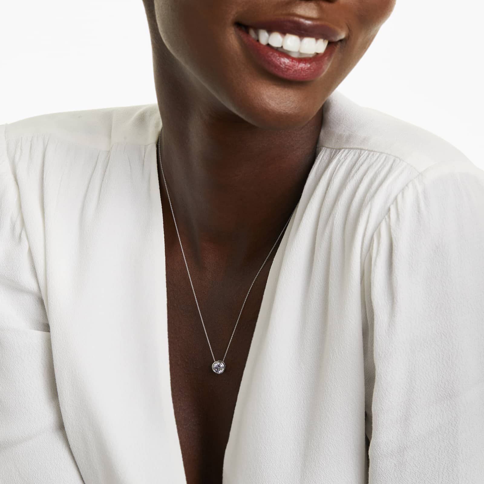 Round Lab Grown Diamond Bezel Style Pendant, EF Color, VS Clarity - IGI Certificate