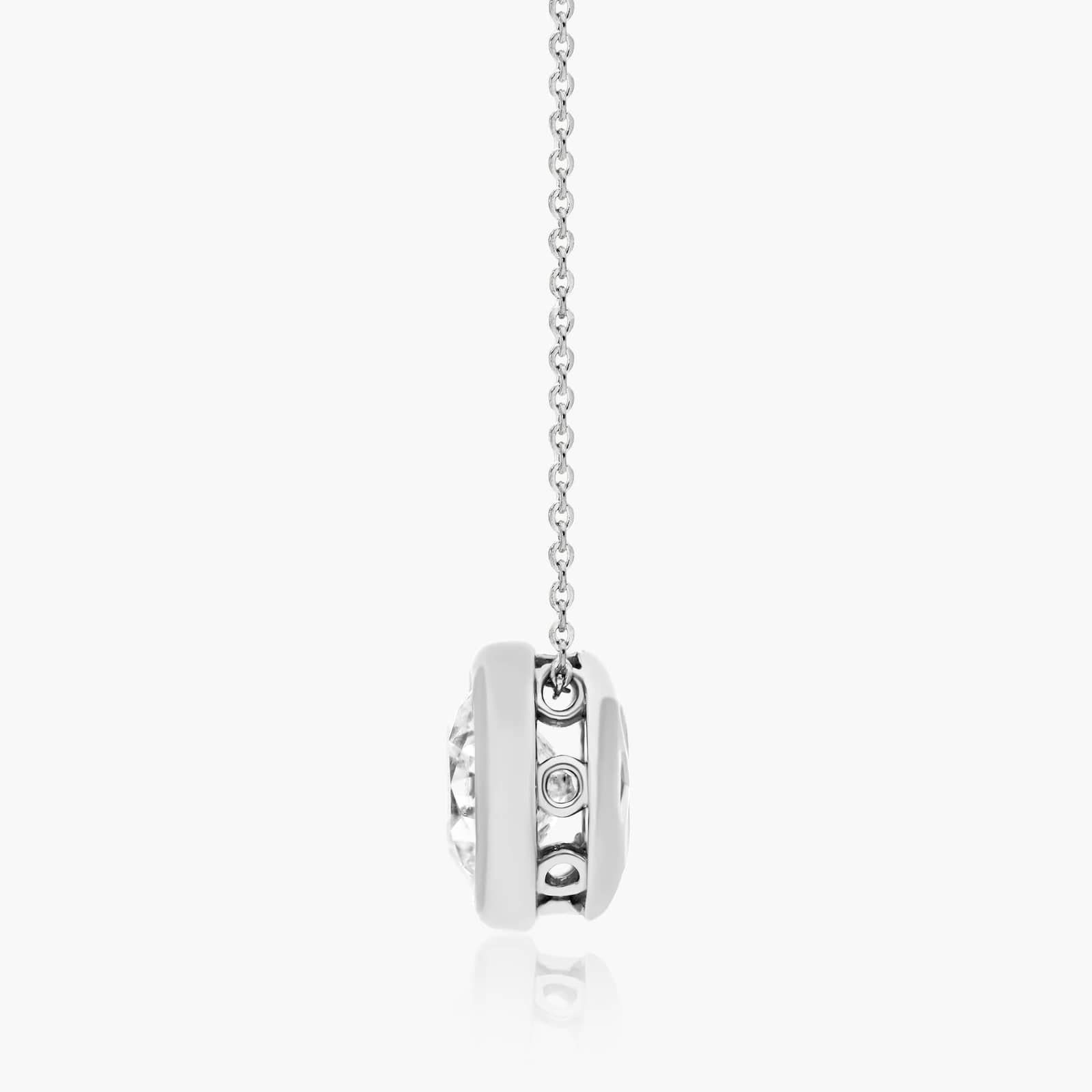 Round Lab Grown Diamond Bezel Style Pendant, EF Color, VS Clarity - IGI Certificate