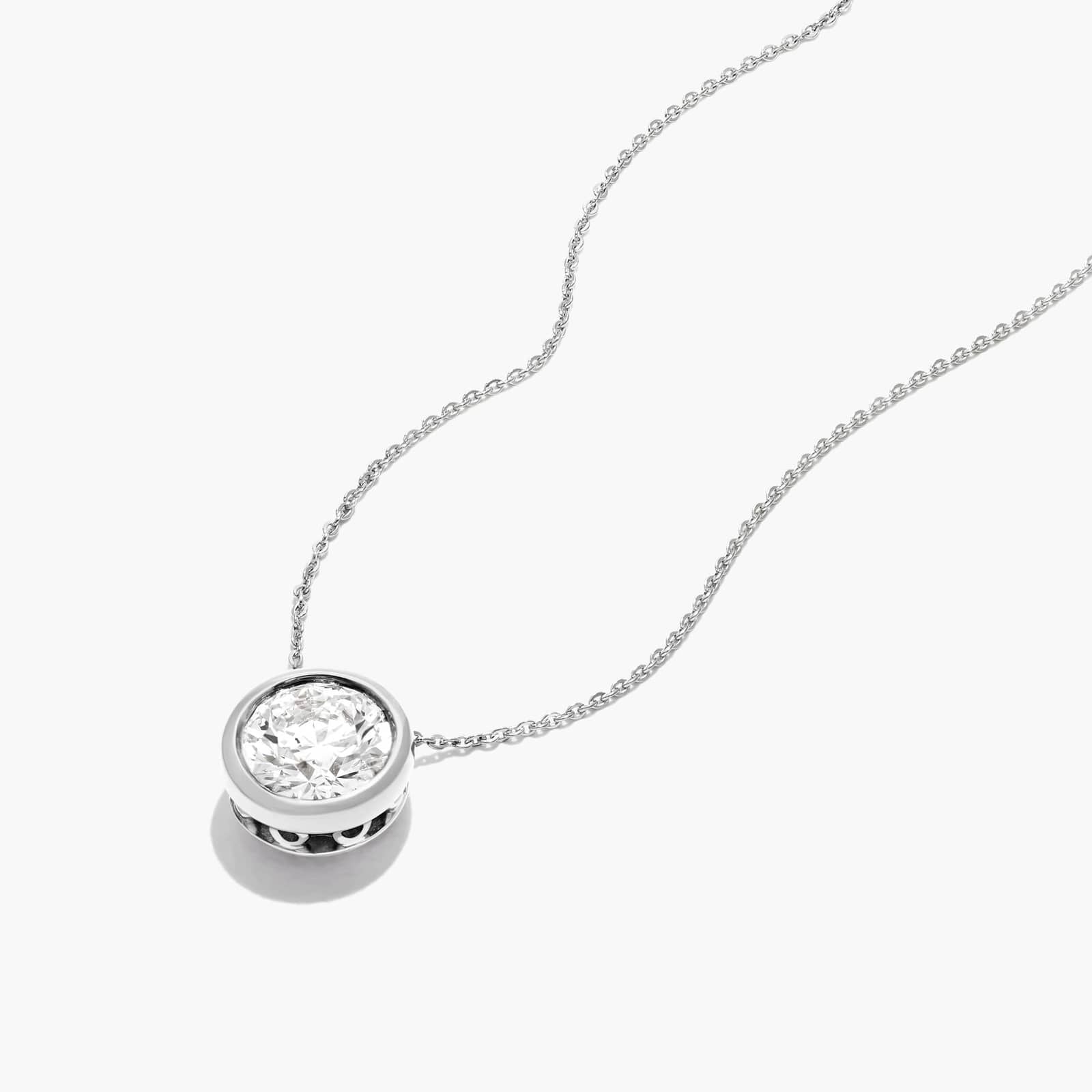 Round Lab Grown Diamond Bezel Style Pendant, EF Color, VS Clarity - IGI Certificate