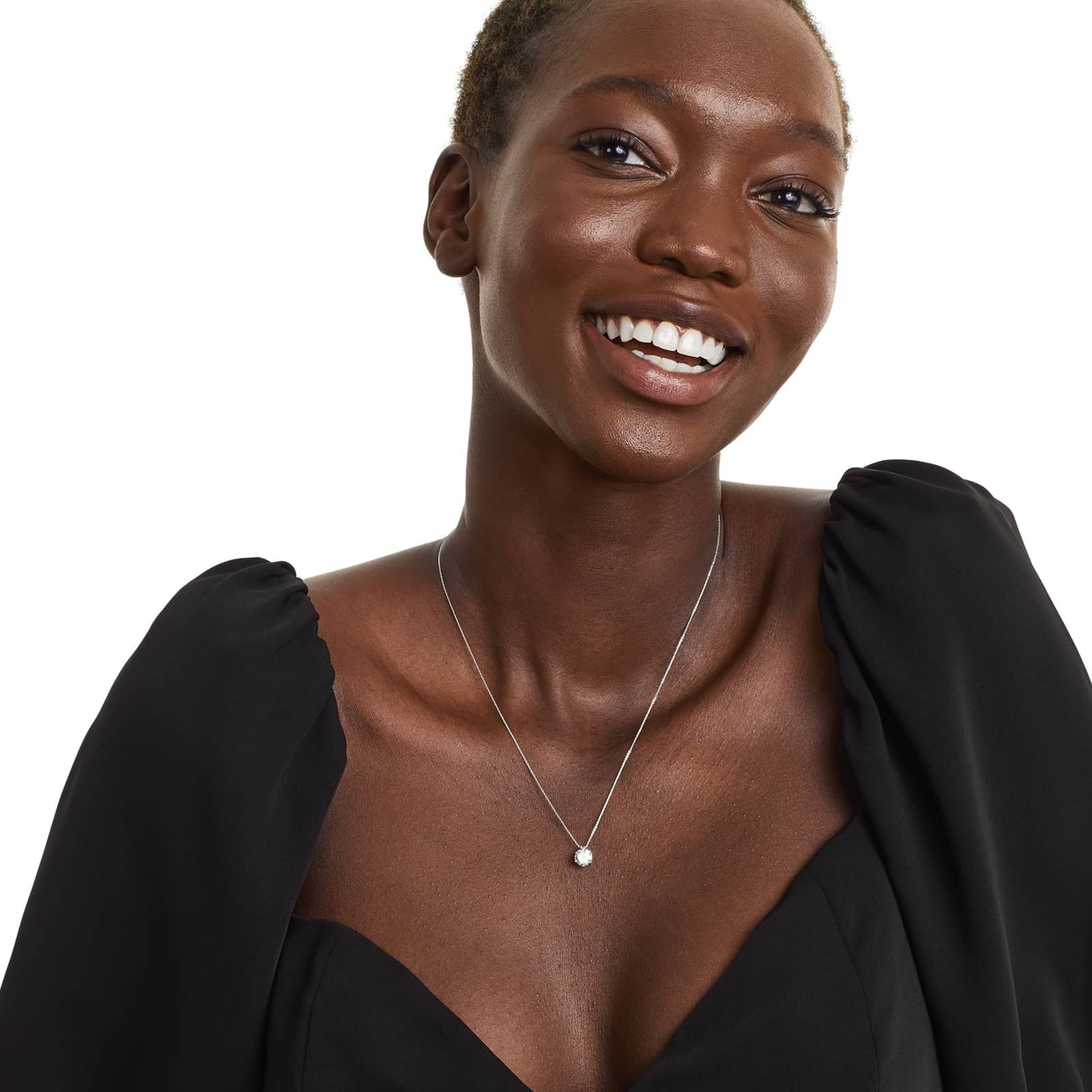 Round Lab Grown Diamond Scallop Basket Diamond Pendant With Chain, EF Color, VS Clarity, IGI Certified