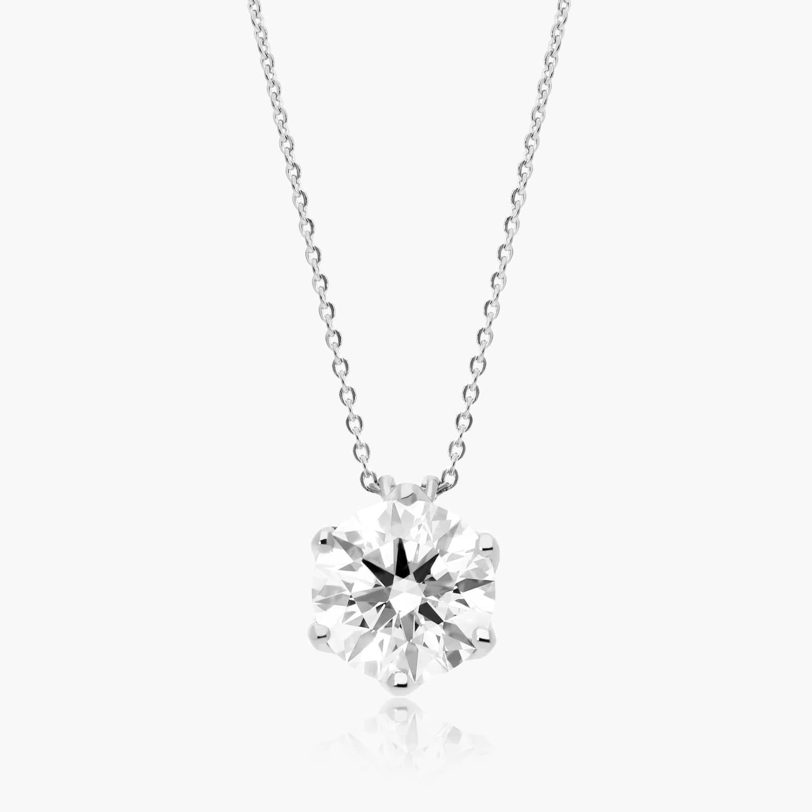 Round Lab Grown Diamond Scallop Basket Diamond Pendant With Chain, EF Color, VS Clarity, IGI Certified