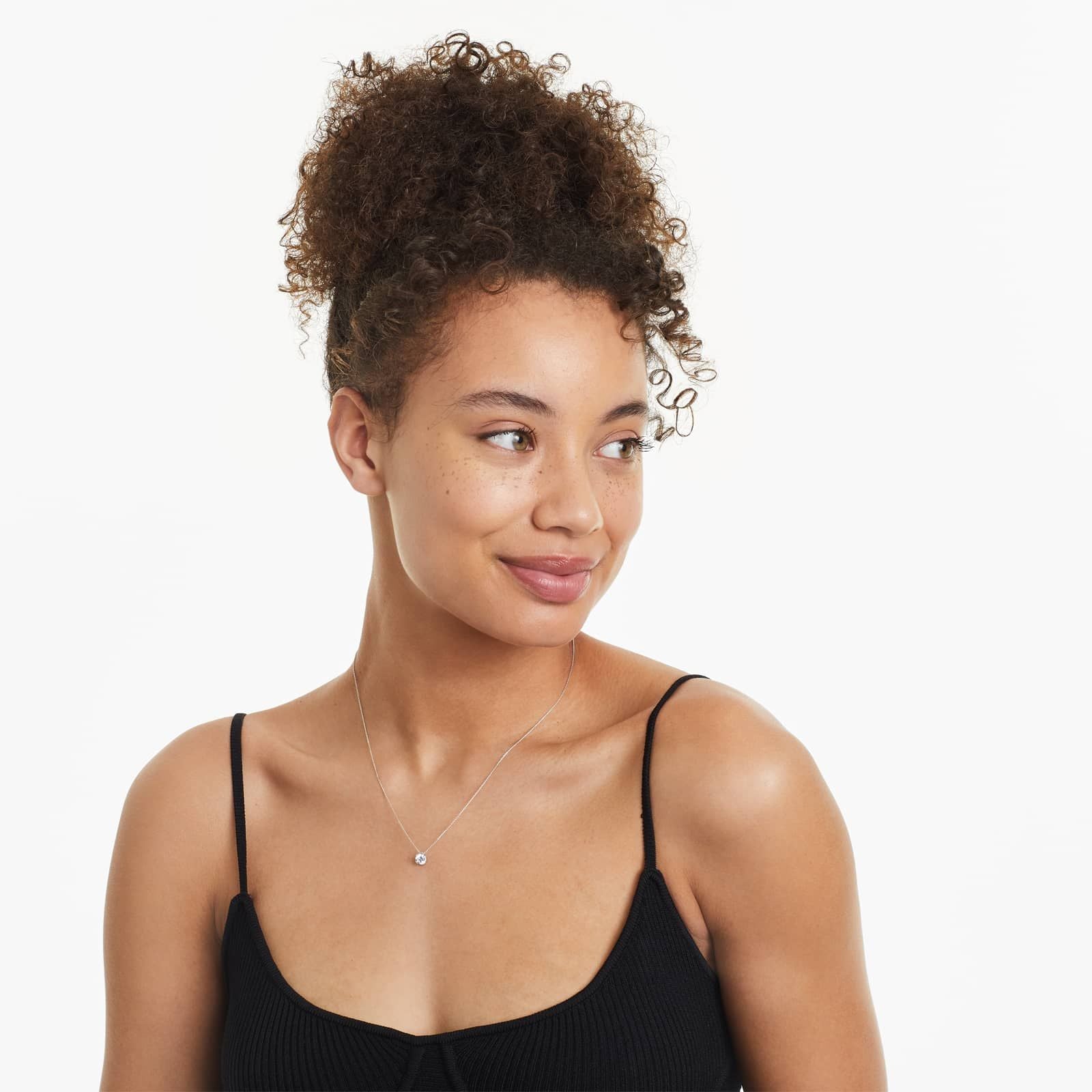 Round Lab Grown Diamond Double Prong Pendant With Chain, EF Color, VS Clarity, IGI Certfied