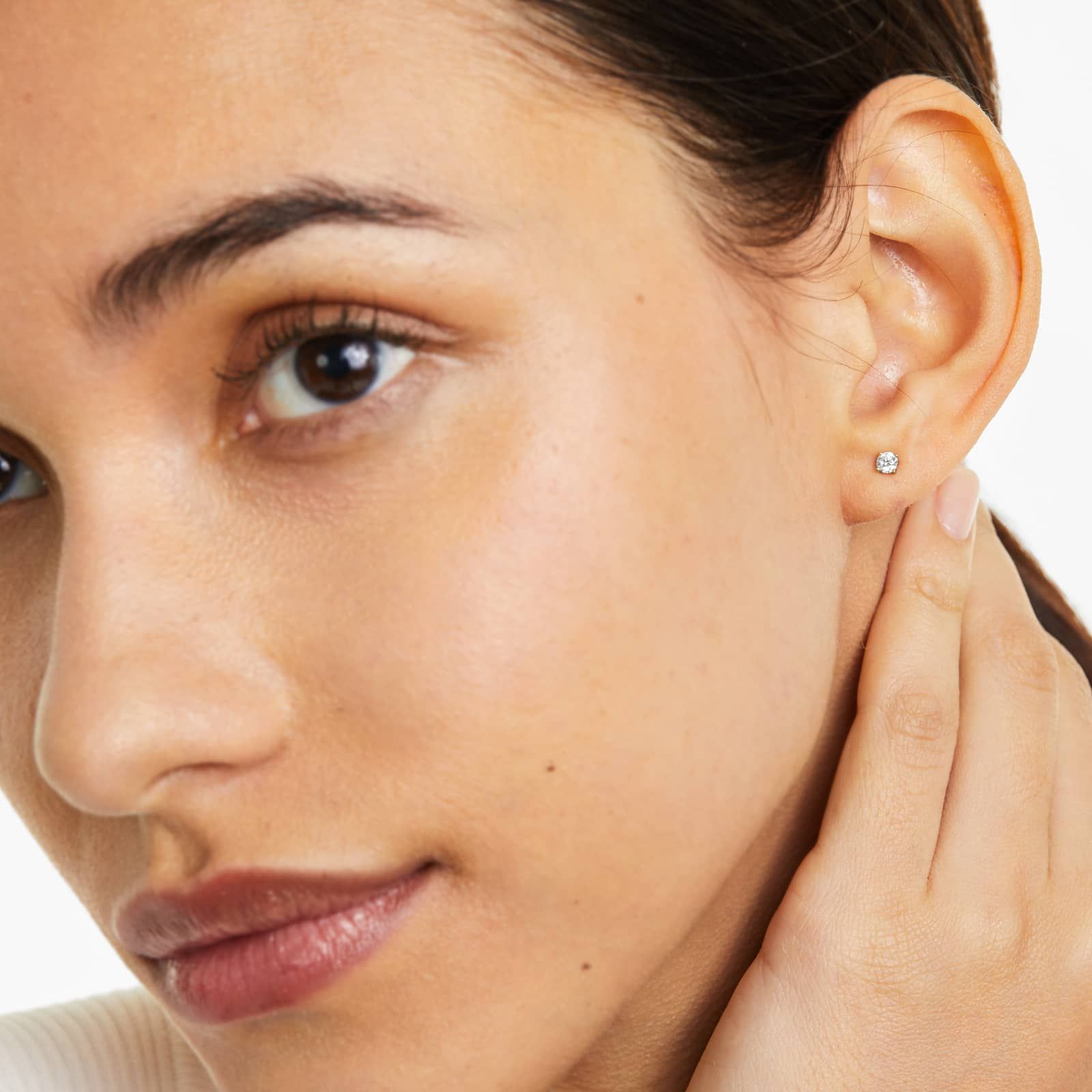 Round Lab Grown Diamond Four Prong Stud Solitaire Earrings, EF Color, VS Clarity, IGI Certified