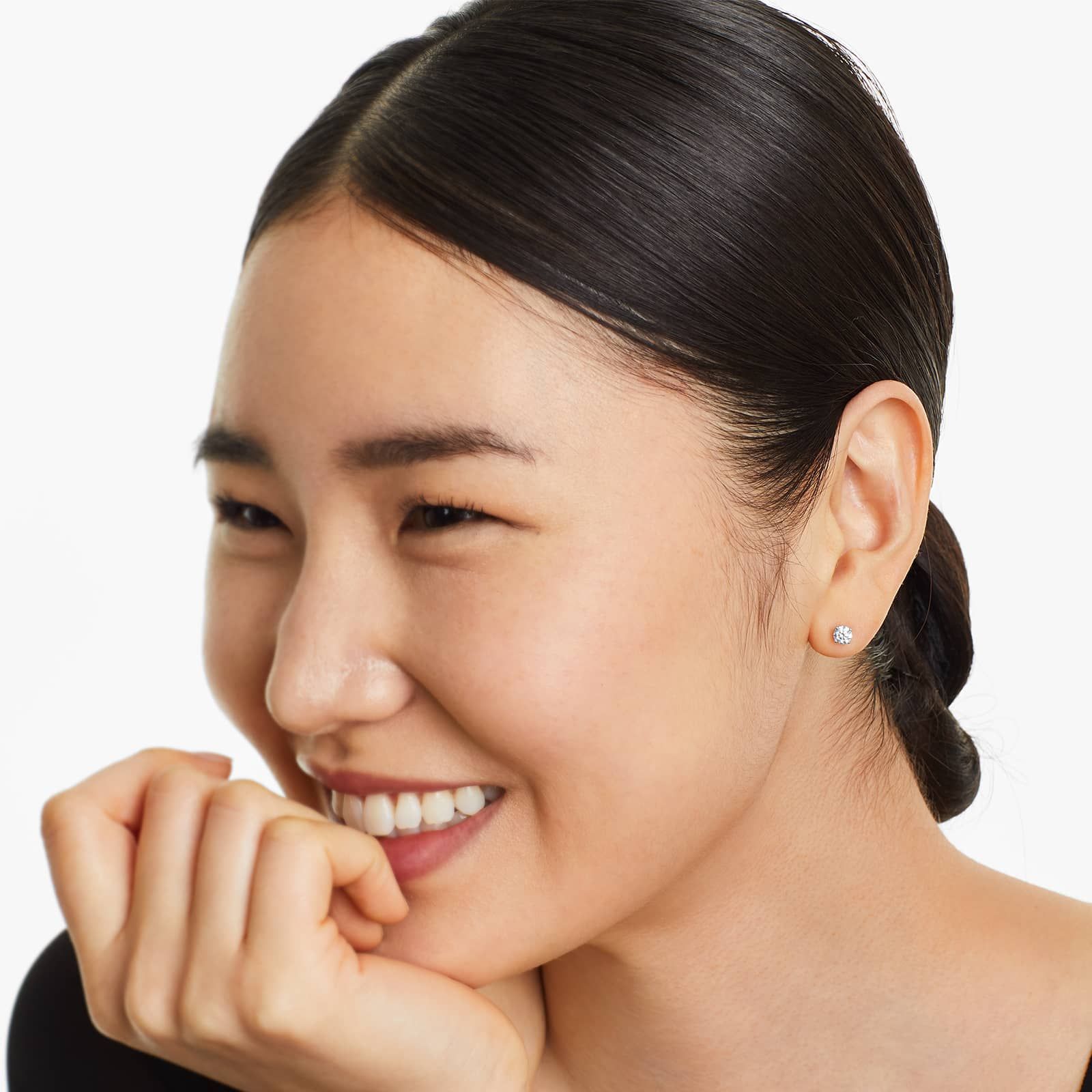 Round Lab Grown Diamond Four Prong Stud Solitaire Earrings, EF Color, VS Clarity, IGI Certified