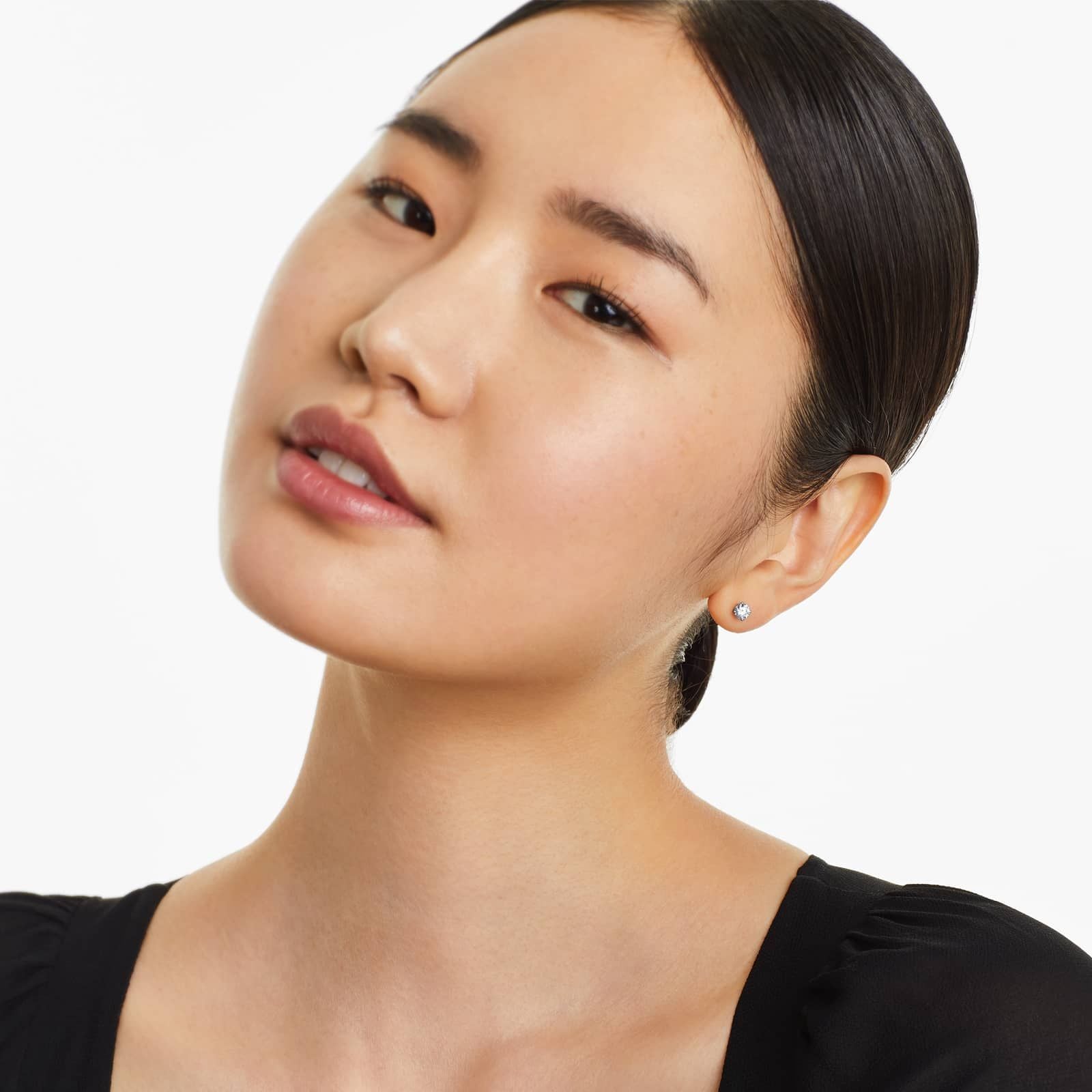 Round Lab Grown Diamond Four Prong Stud Solitaire Earrings, EF Color, VS Clarity, IGI Certified