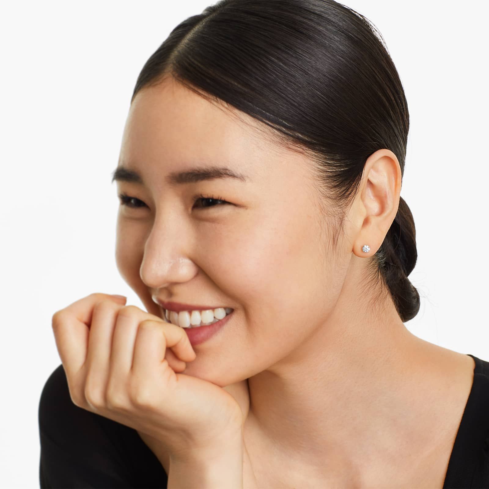 Round Lab Grown Diamond Four Prong Stud Solitaire Earrings, EF Color, VS Clarity, IGI Certified