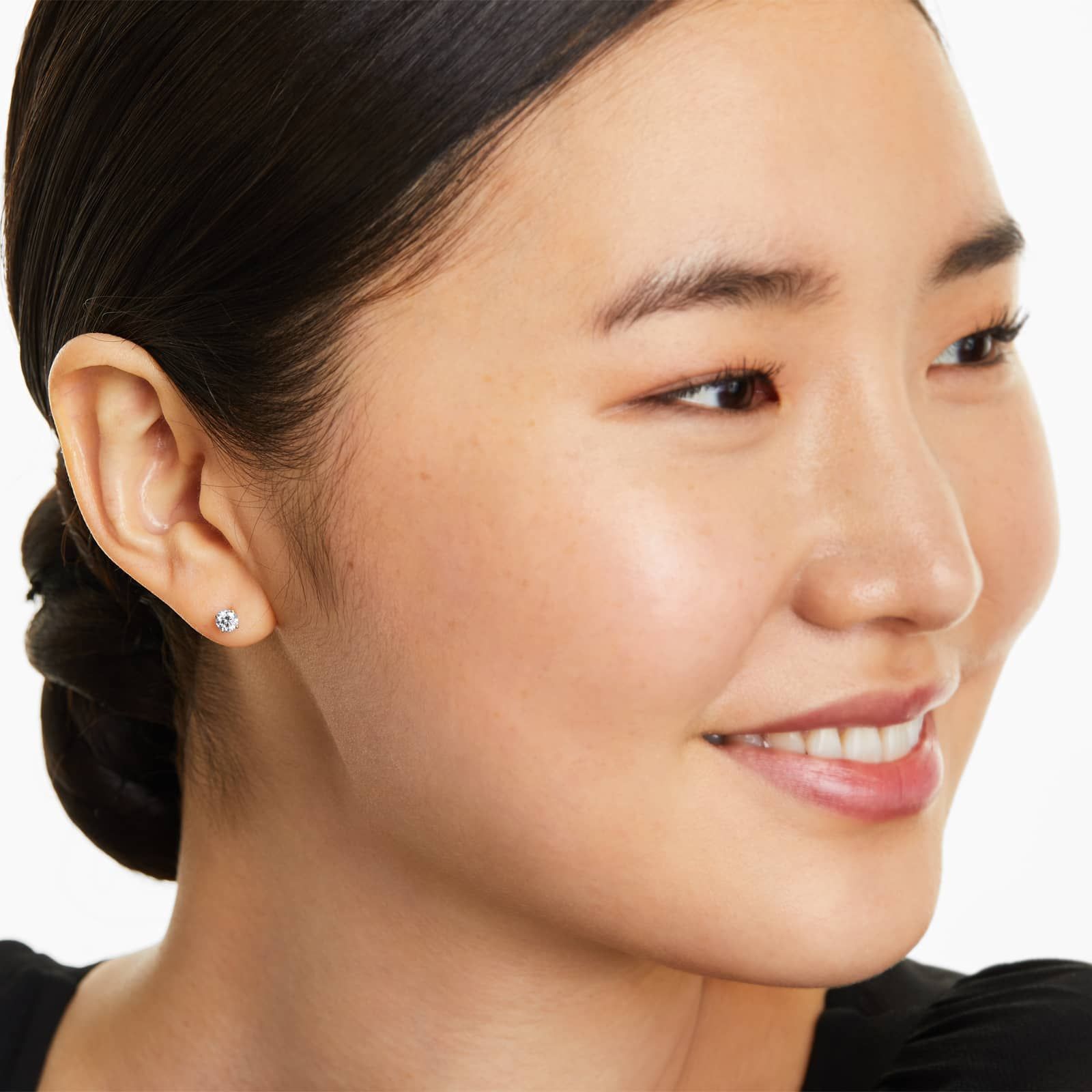 Round Lab Grown Diamond Four Prong Stud Solitaire Earrings, EF Color, VS Clarity, IGI Certified