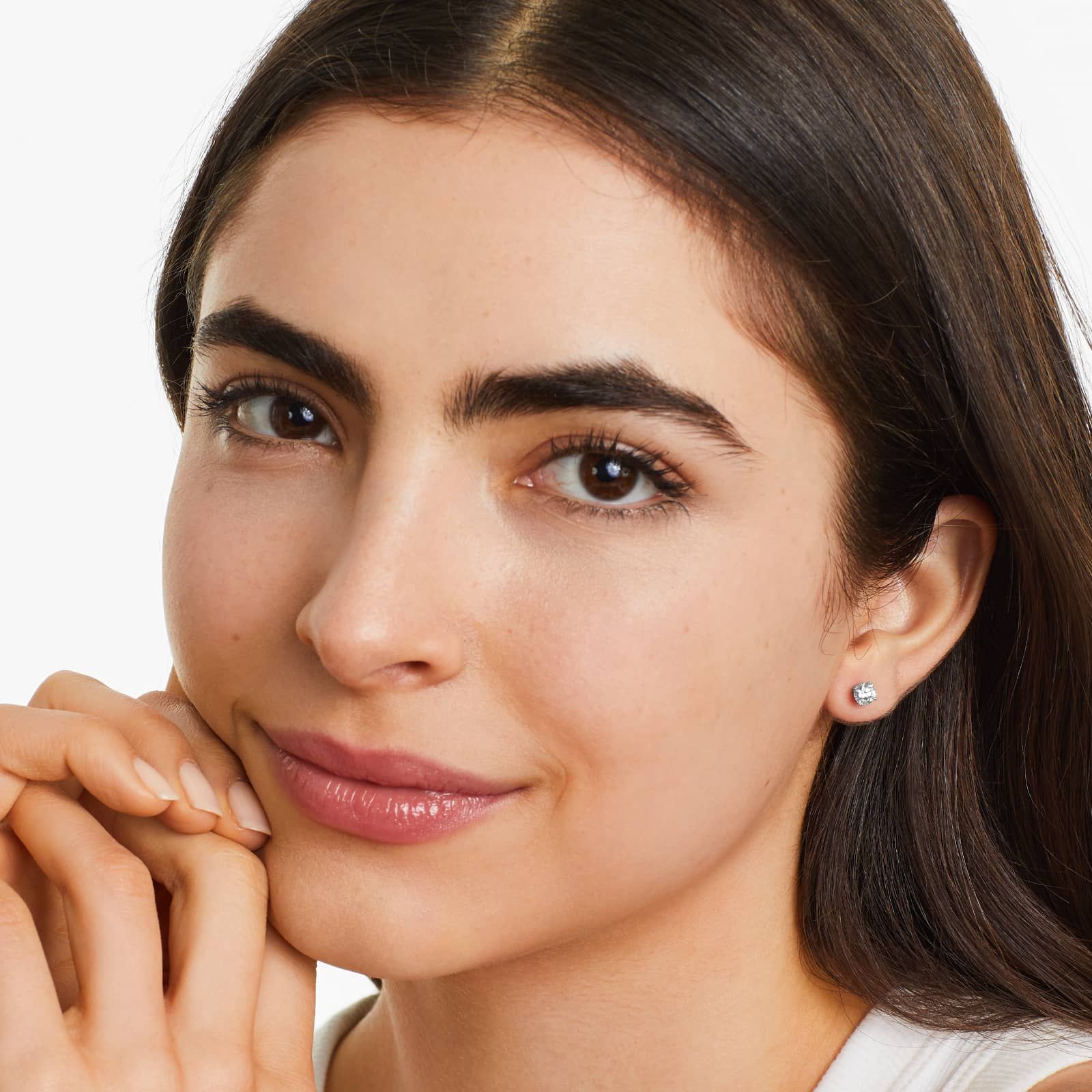 Round Lab Grown Diamond Four Prong Stud Solitaire Earrings, EF Color, VS Clarity, IGI Certified