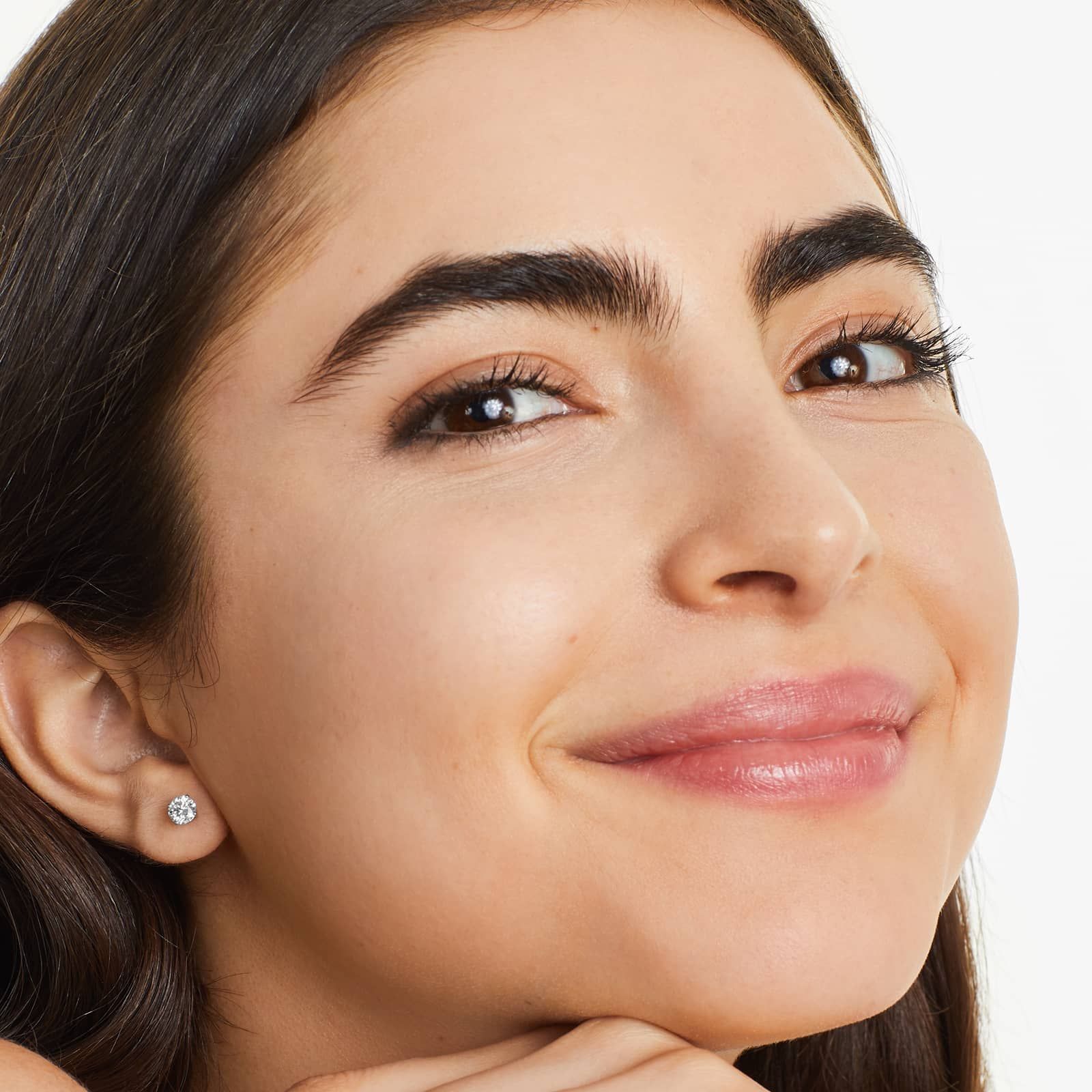 Round Lab Grown Diamond Four Prong Stud Solitaire Earrings, EF Color, VS Clarity, IGI Certified