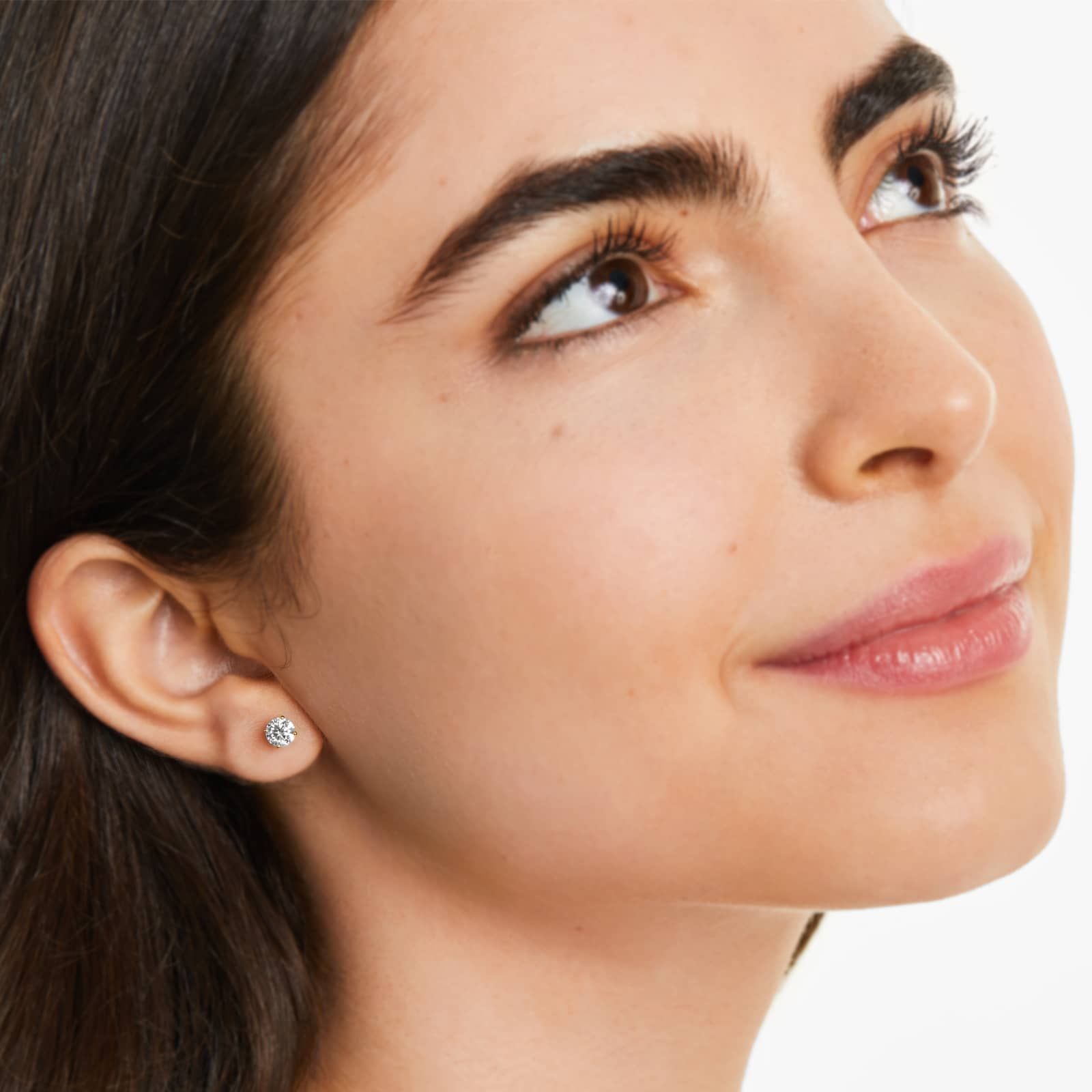 Round Lab Grown Diamond Four Prong Stud Solitaire Earrings, EF Color, VS Clarity, IGI Certified