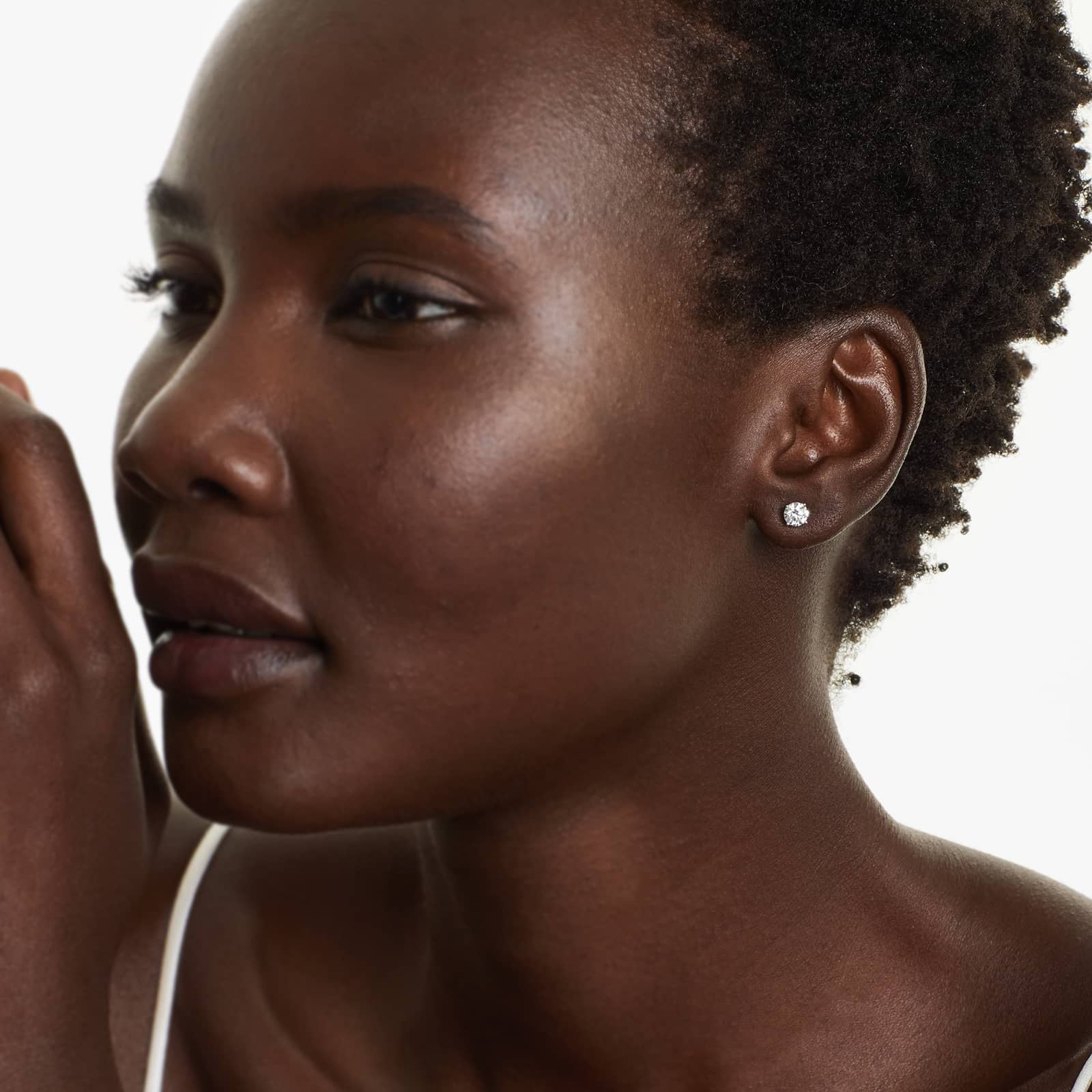 Round Lab Grown Diamond Four Prong Stud Solitaire Earrings, EF Color, VS Clarity, IGI Certified