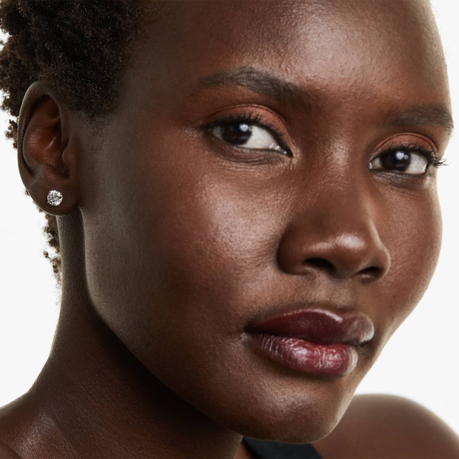 Round Lab Grown Diamond Four Prong Stud Solitaire Earrings, EF Color, VS Clarity, IGI Certified