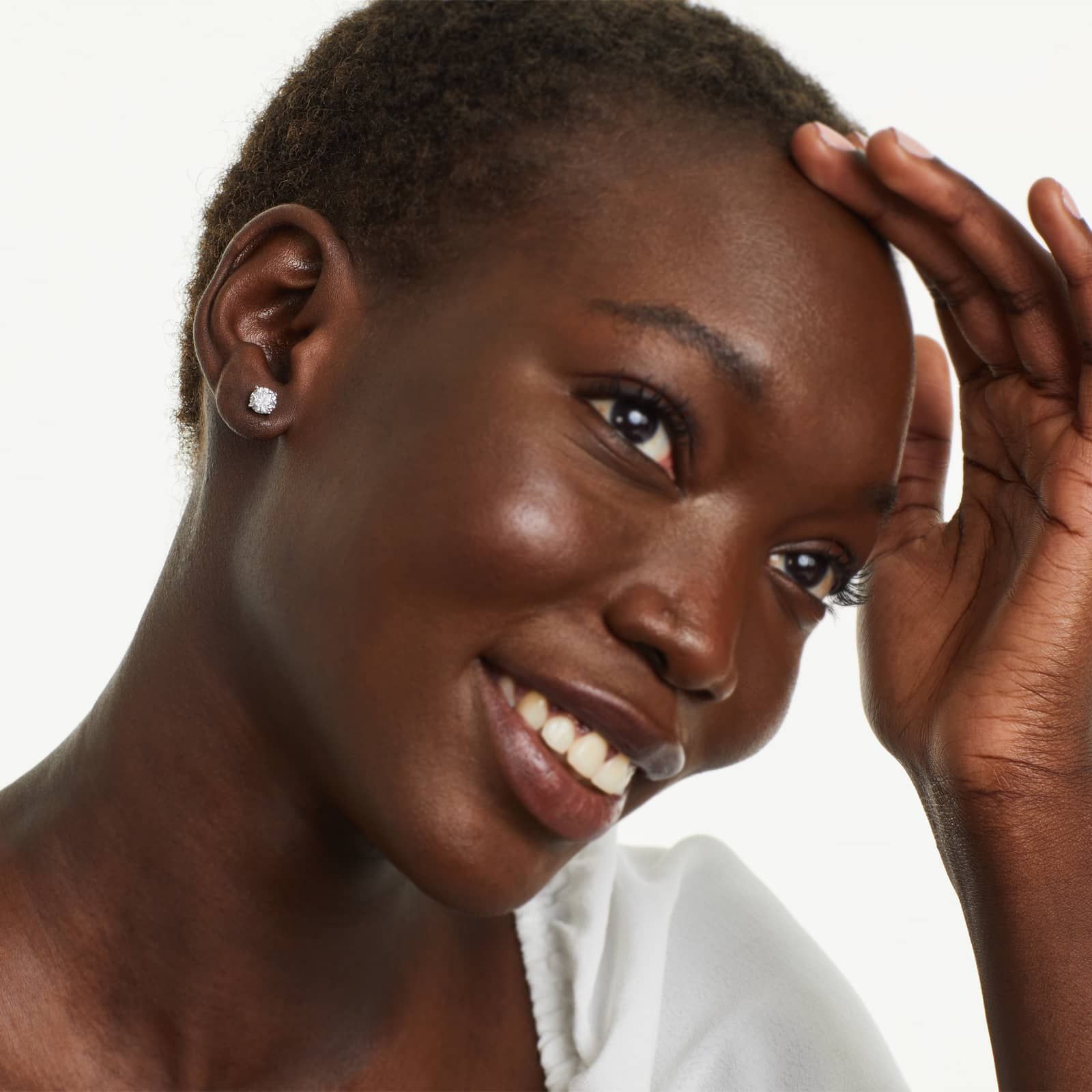 Round Lab Grown Diamond Four Prong Stud Solitaire Earrings, EF Color, VS Clarity, IGI Certified