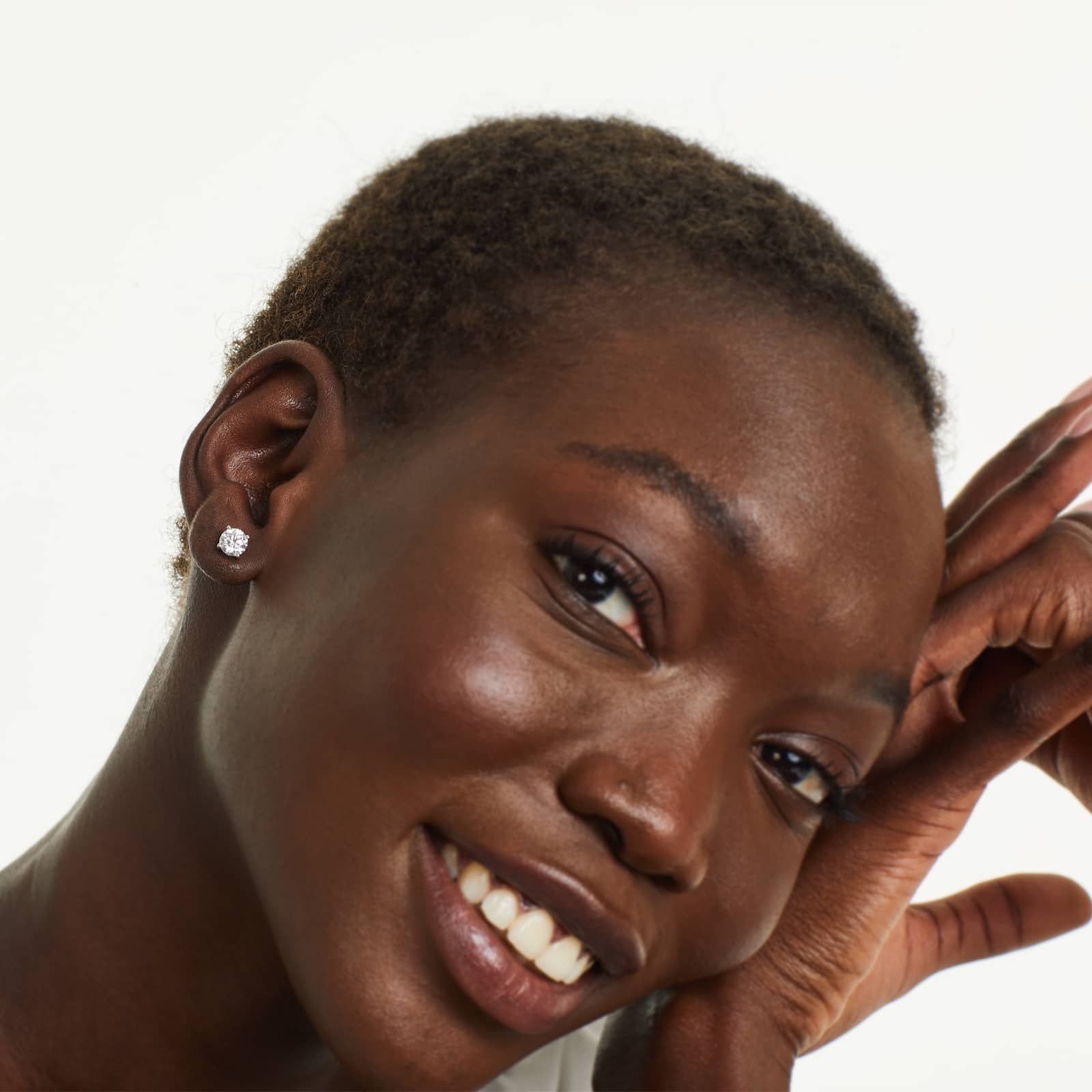 Round Lab Grown Diamond Four Prong Stud Solitaire Earrings, EF Color, VS Clarity, IGI Certified