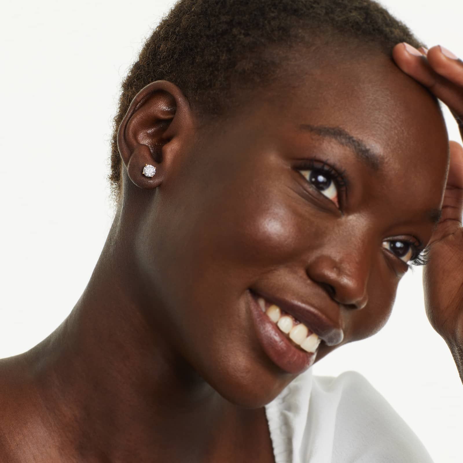 Round Lab Grown Diamond Four Prong Stud Solitaire Earrings, EF Color, VS Clarity, IGI Certified