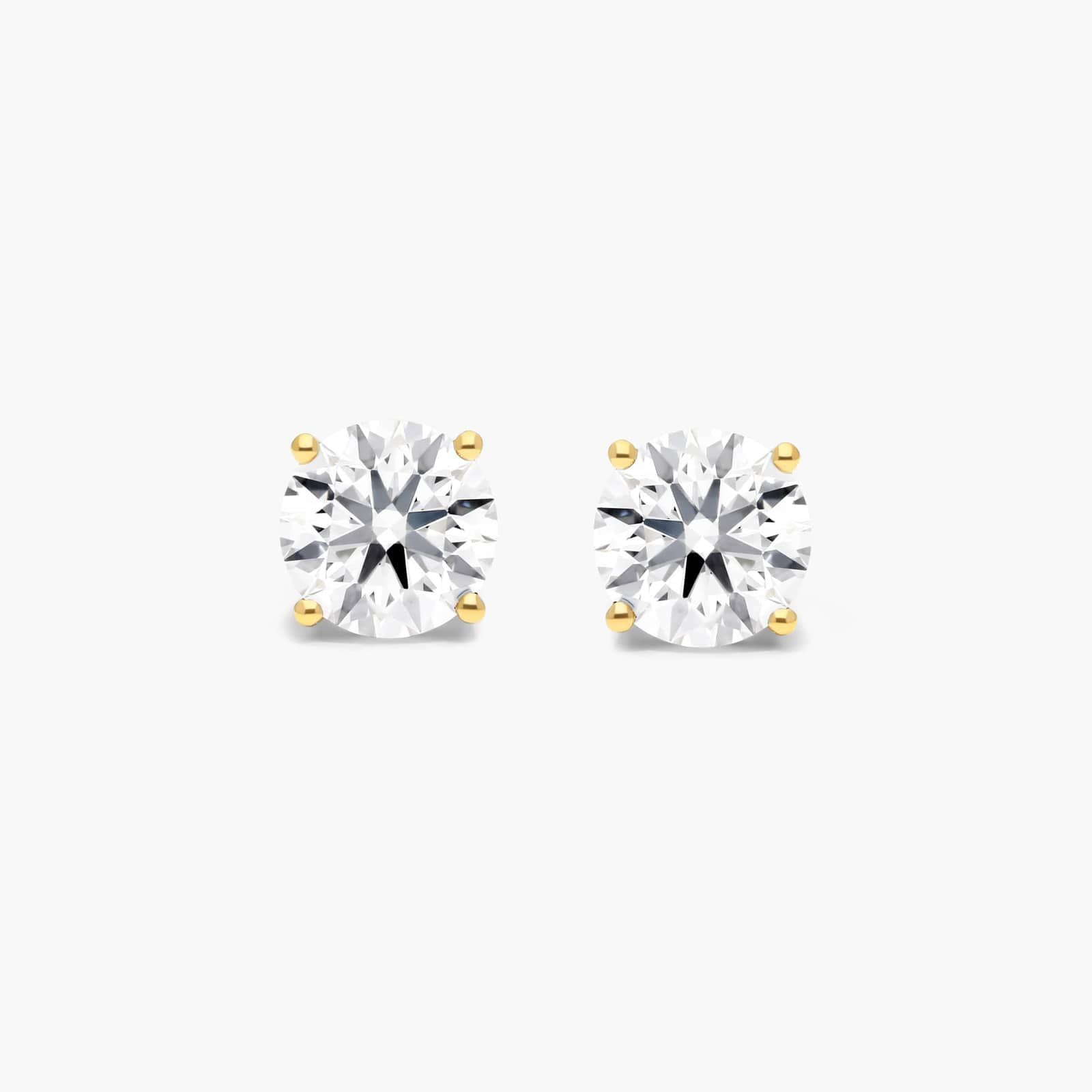 Round Lab Grown Diamond Four Prong Stud Solitaire Earrings, EF Color, VS Clarity, IGI Certified