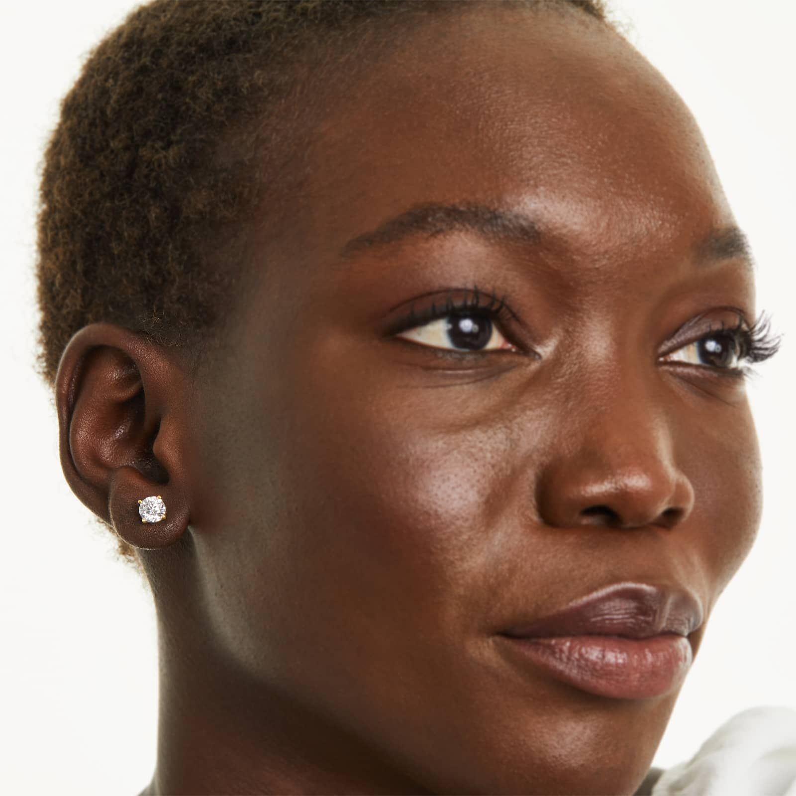 Round Lab Grown Diamond Four Prong Stud Solitaire Earrings, EF Color, VS Clarity, IGI Certified