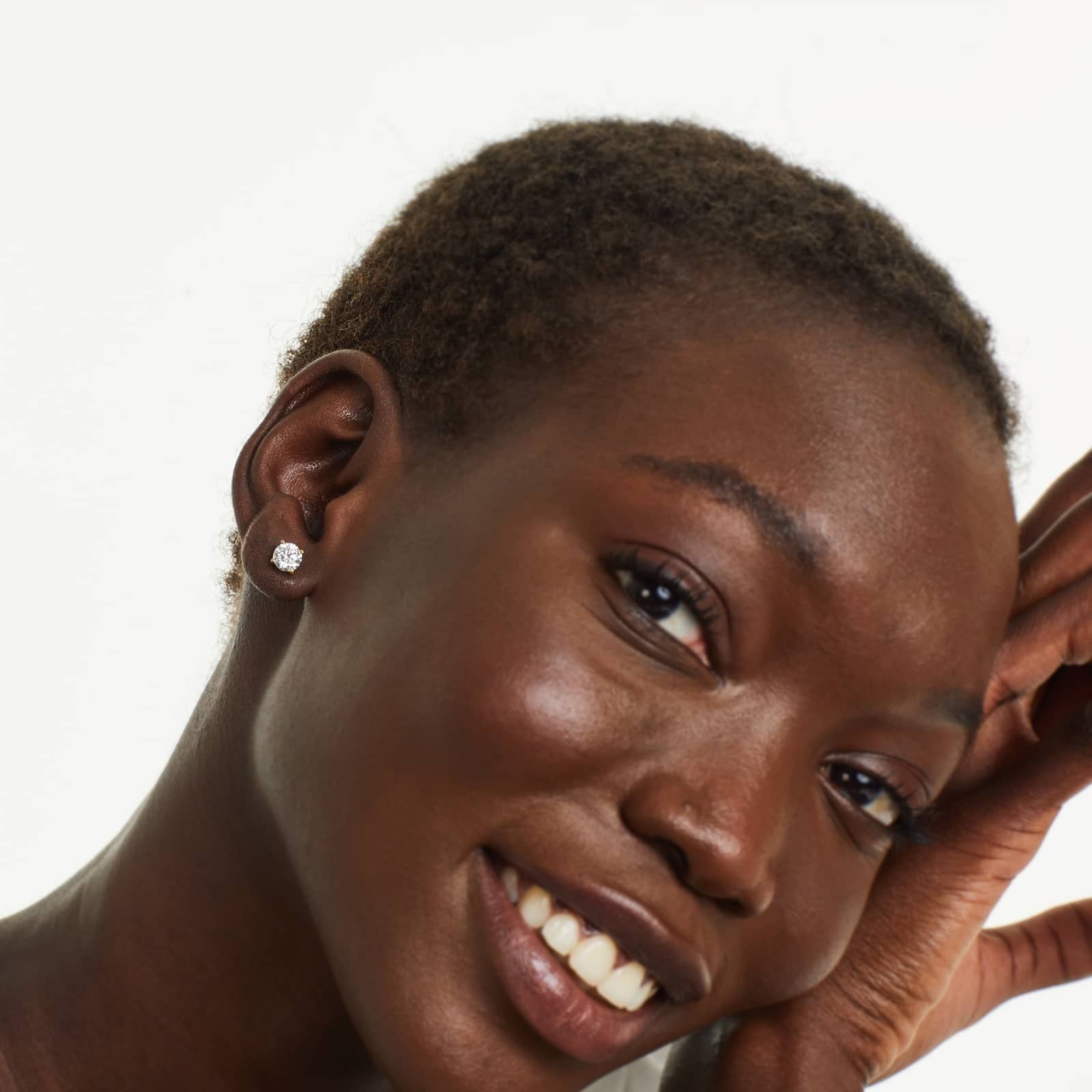 Round Lab Grown Diamond Four Prong Stud Solitaire Earrings, EF Color, VS Clarity, IGI Certified