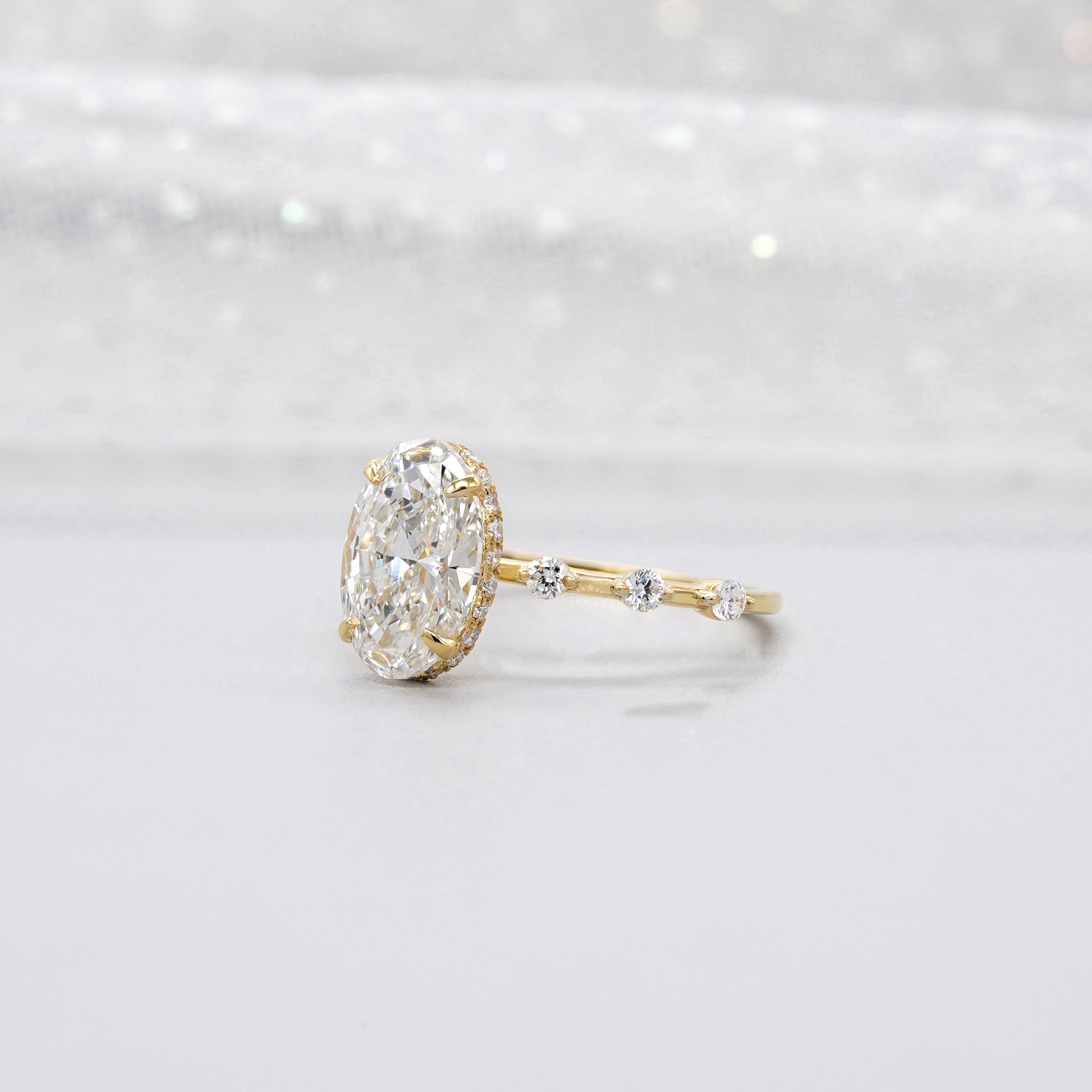 Custom - Oval 3.30tcw Lab-Grown Diamond Engagement Ring | 14kt Yellow Gold