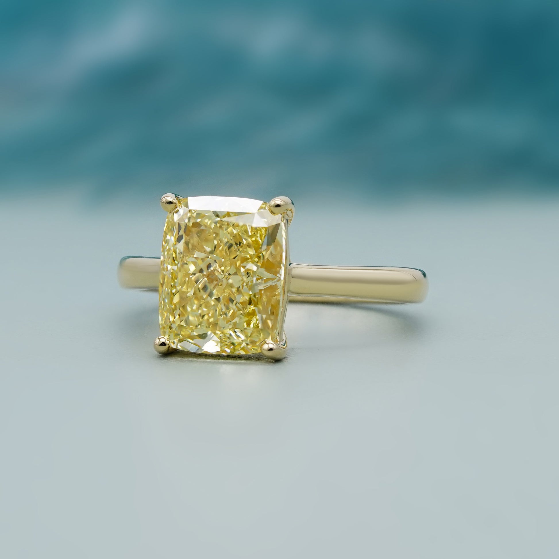 Fancy Yellow Radiant 4.00ct Lab Grown Diamond Engagement Ring