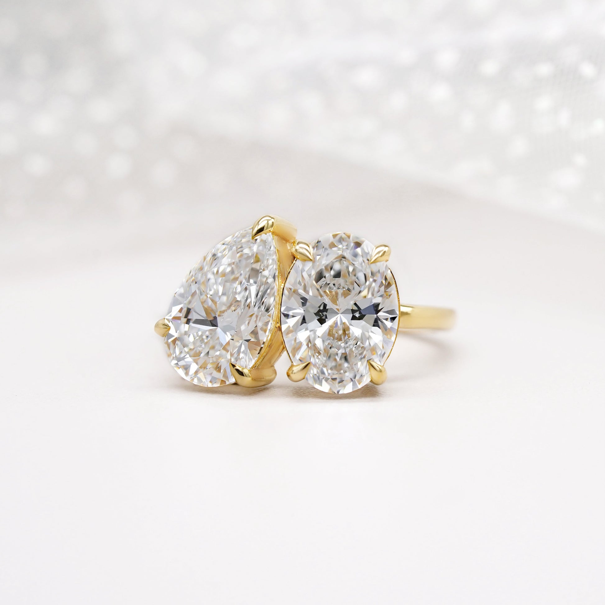 Oval And Pear 6.00tcw Toi et Moi Lab Diamond Ring | IGI Certified